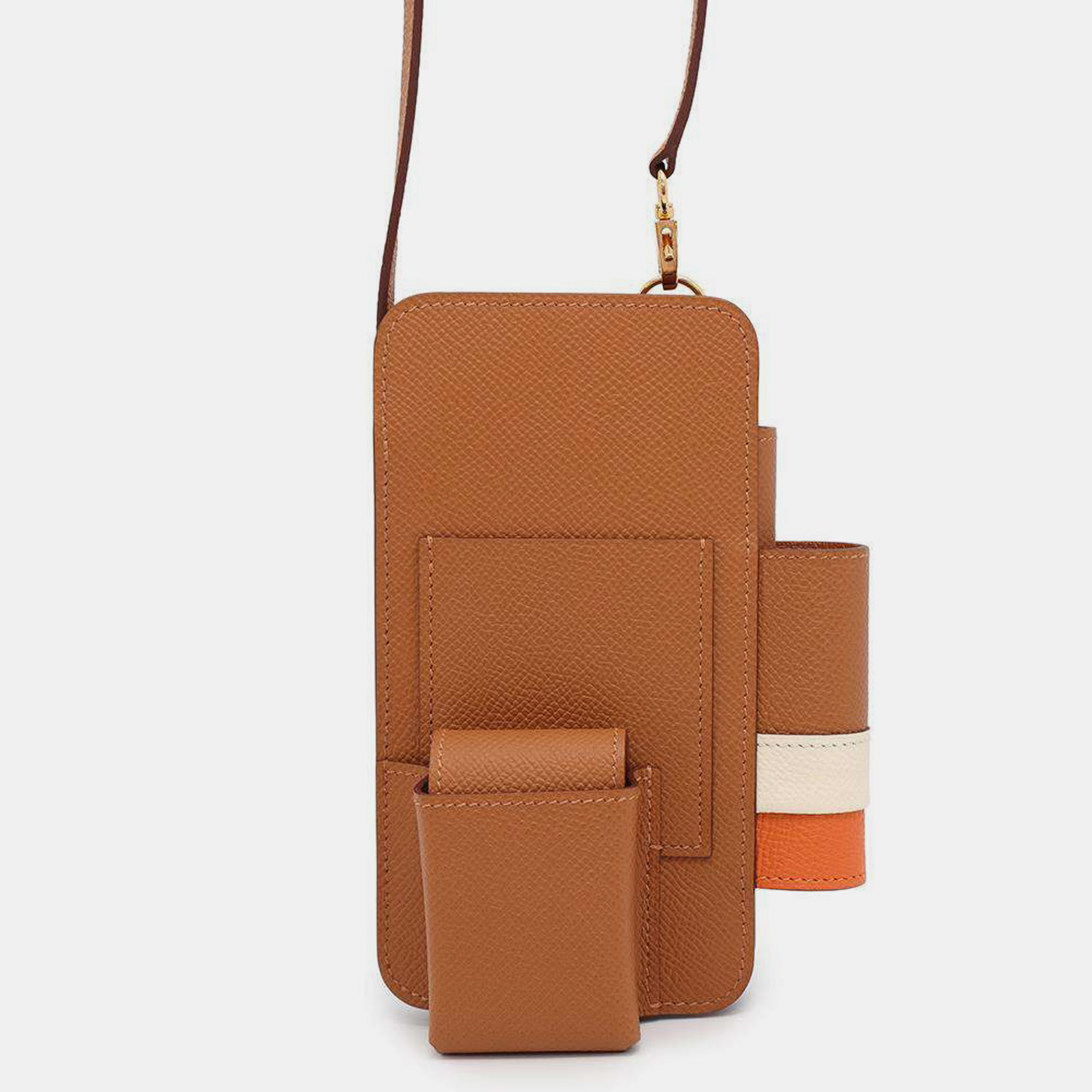 

Hermes Gold/Nata/Orange Epsom Leather Phone Case Shoulder Bag