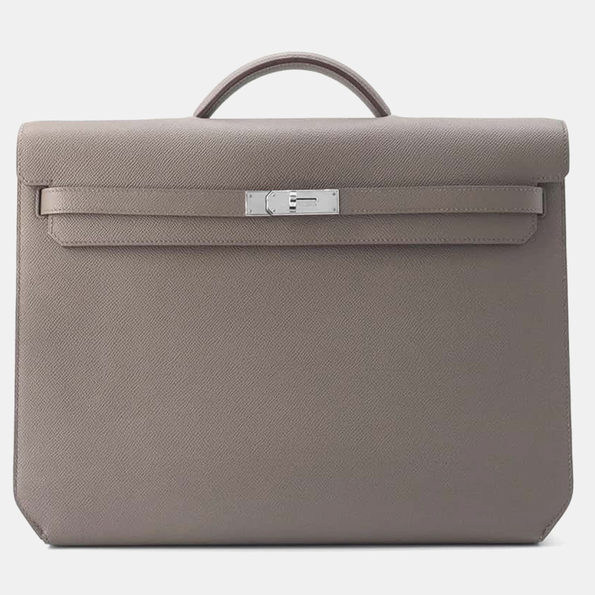 

Hermes Etain Gris Asphalt Epsom Leather Kelly Depeche 36 Handbag, Grey