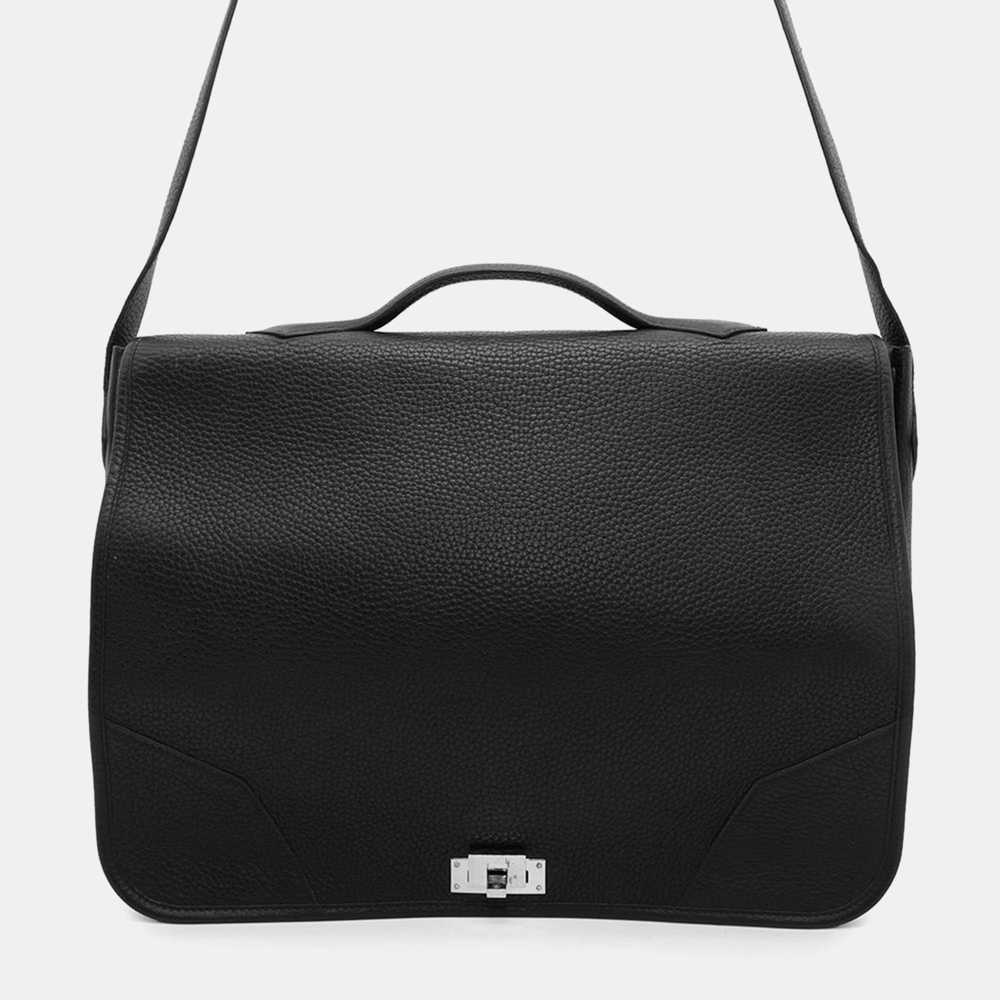 

Hermes Black Taurillon Clemence Victoria Messenger Bag