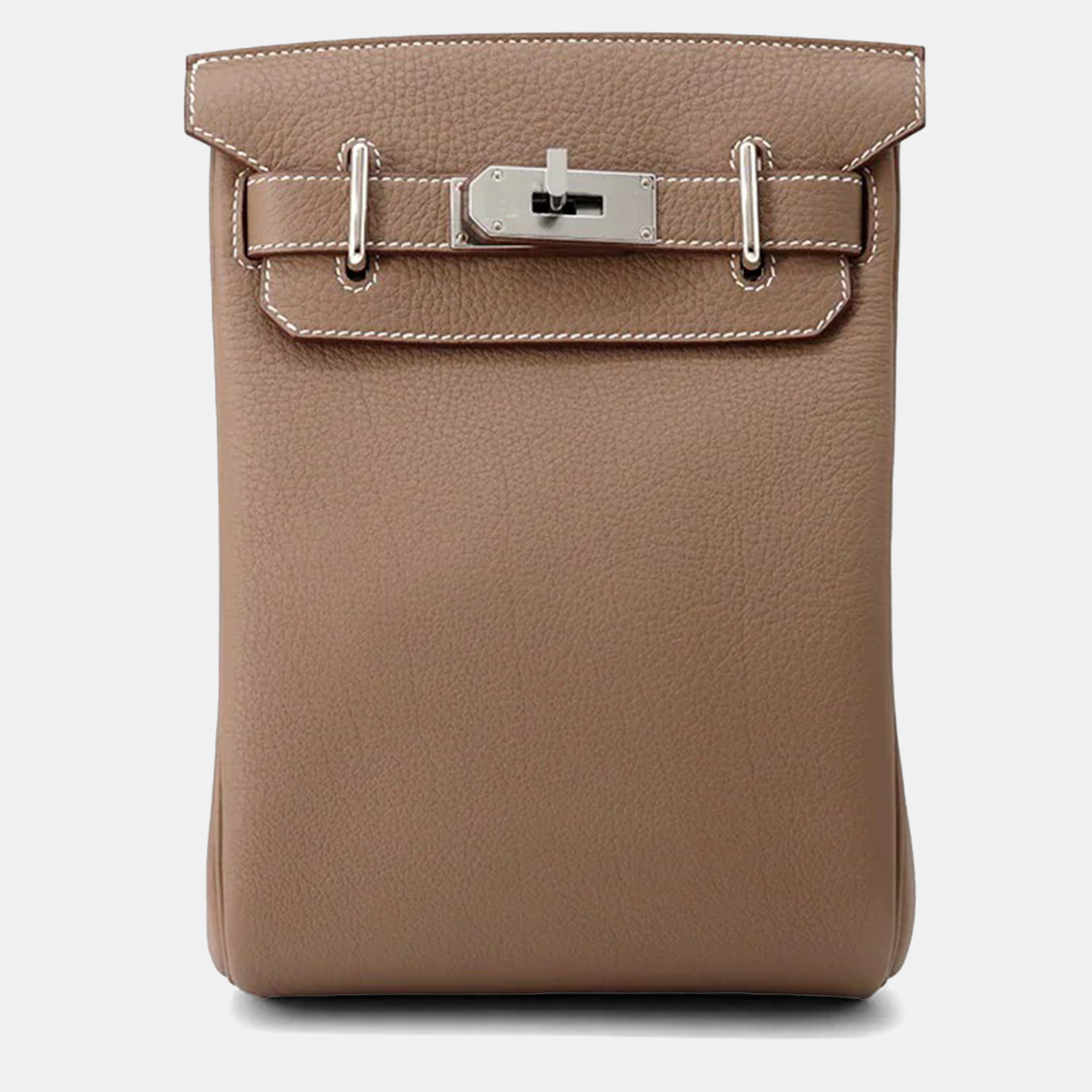 

Hermes Kelly Hac a dos PM Etoupe Taurillon Clemence Bag, Beige