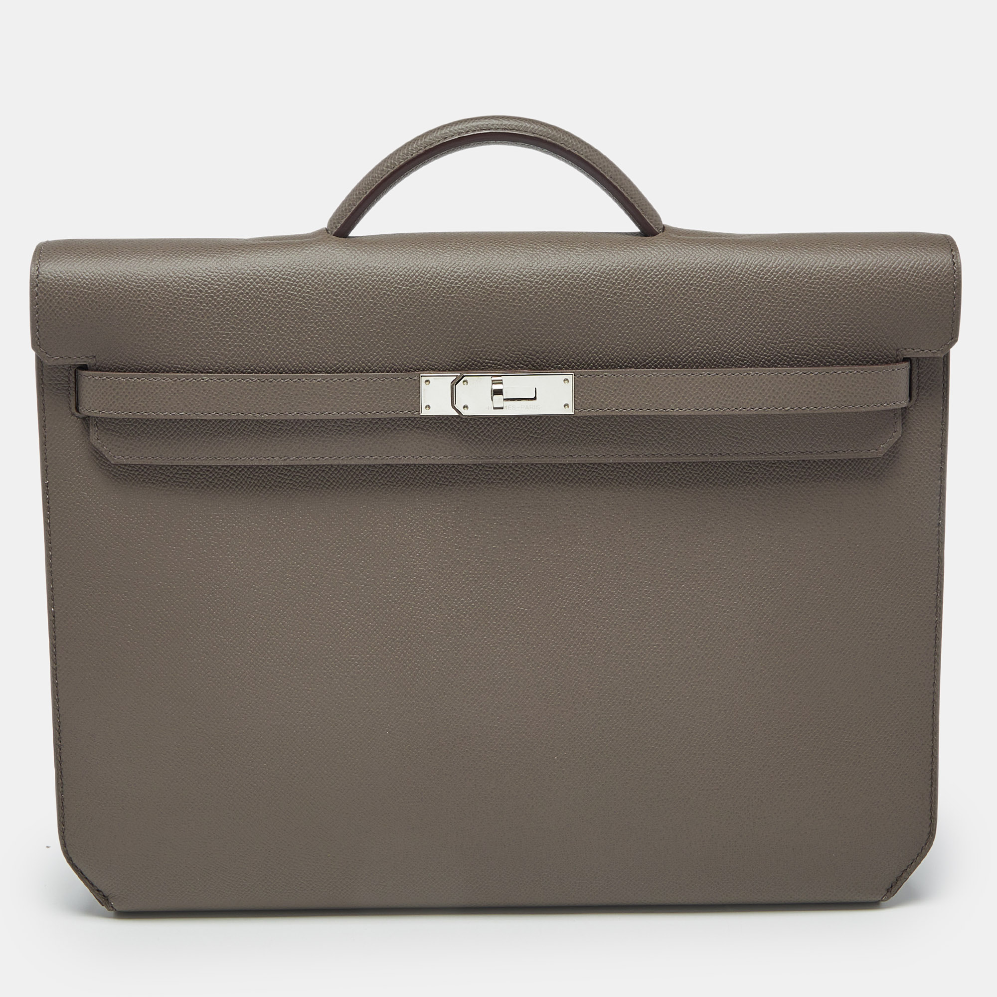

Hermès Etain Epsom Leather Kelly Depeches 36 Briefcase, Grey