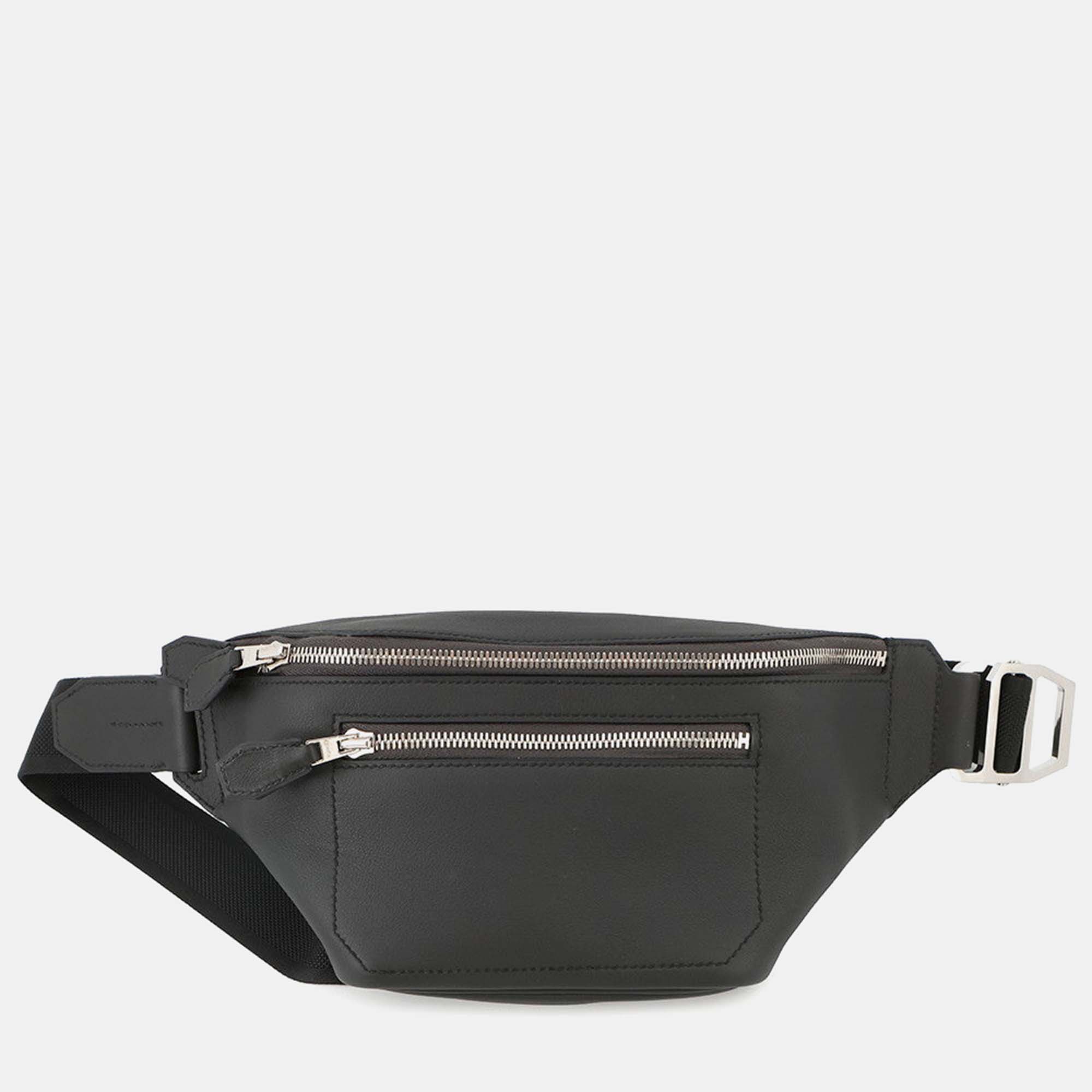 

Hermes City Slide Cloth Plomb Evercolor Size PM, Black