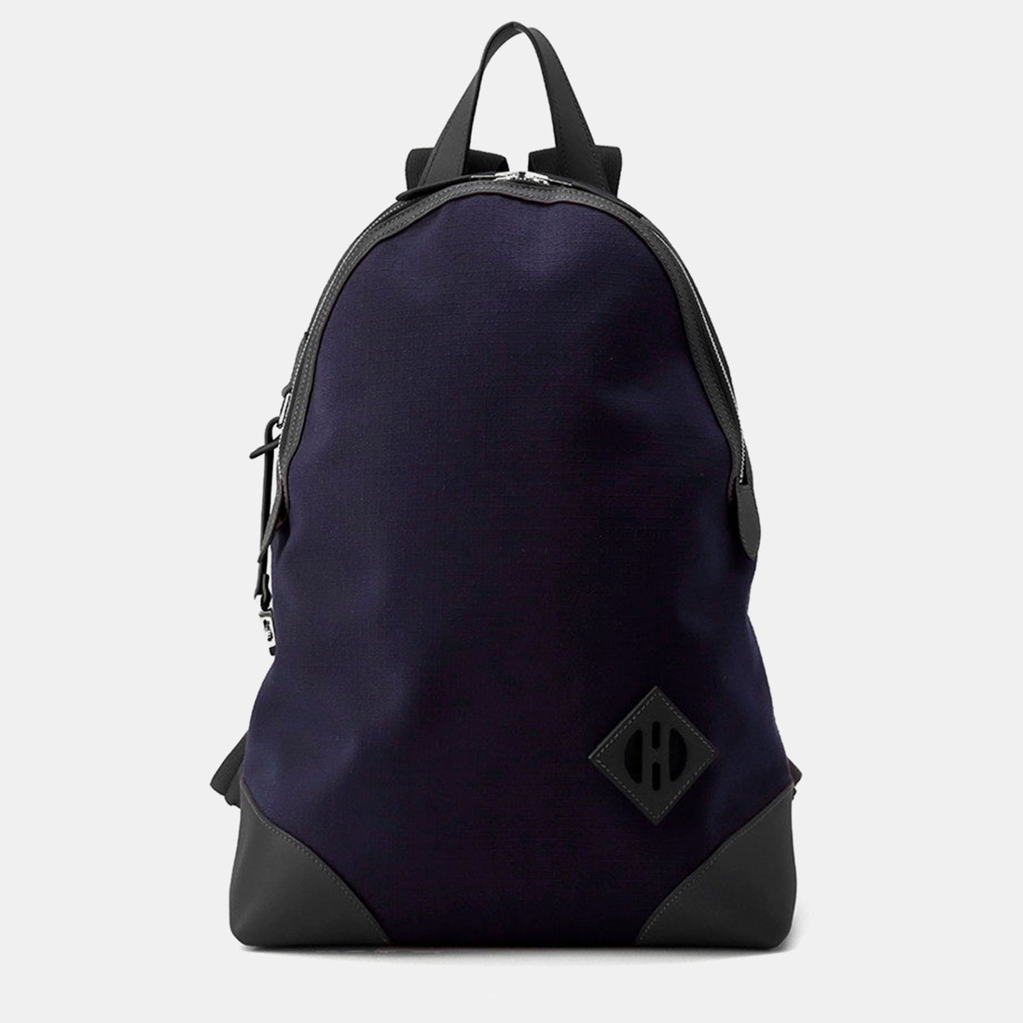 

Hermes Slicked Back Blue Marine/Caban Toile Bivouac Swift Leather, Black