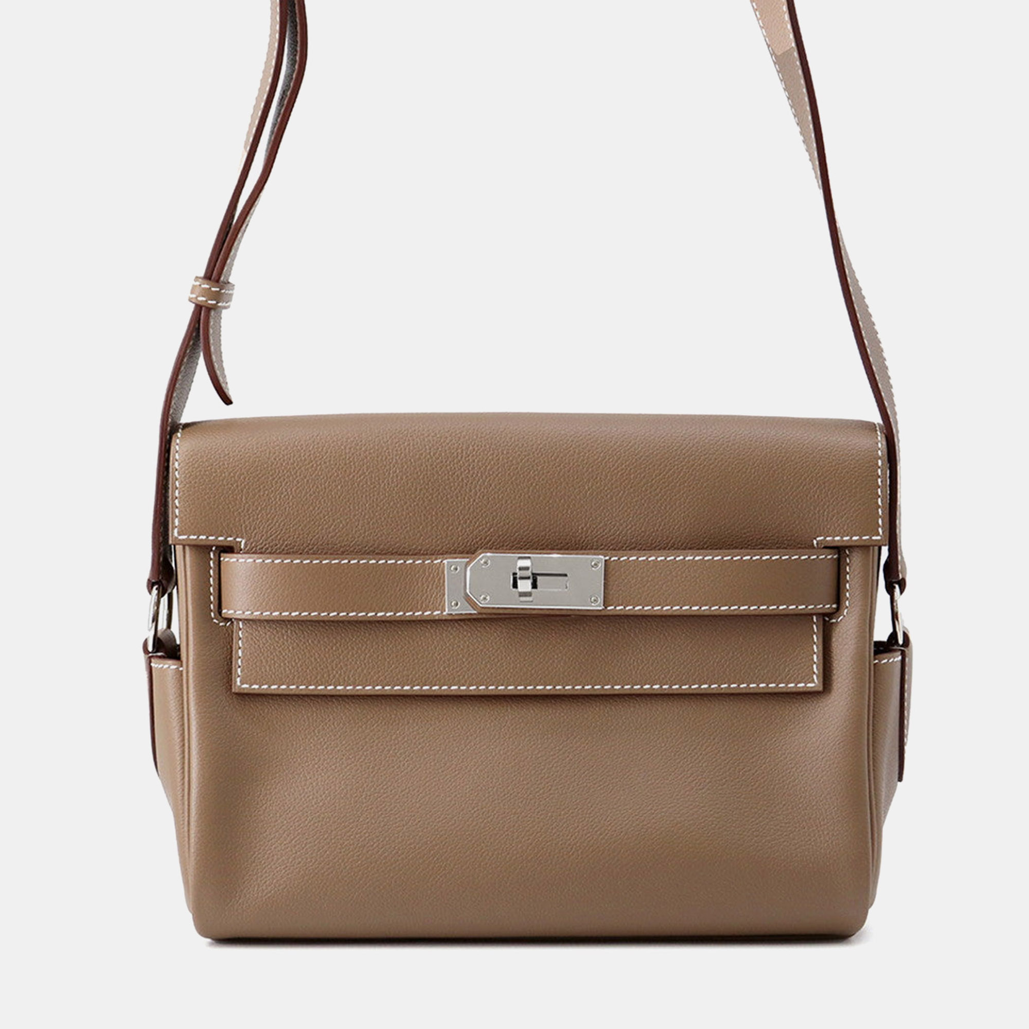 

Hermes Kelly Messenger Etoupe Evercolor Size PM, Brown
