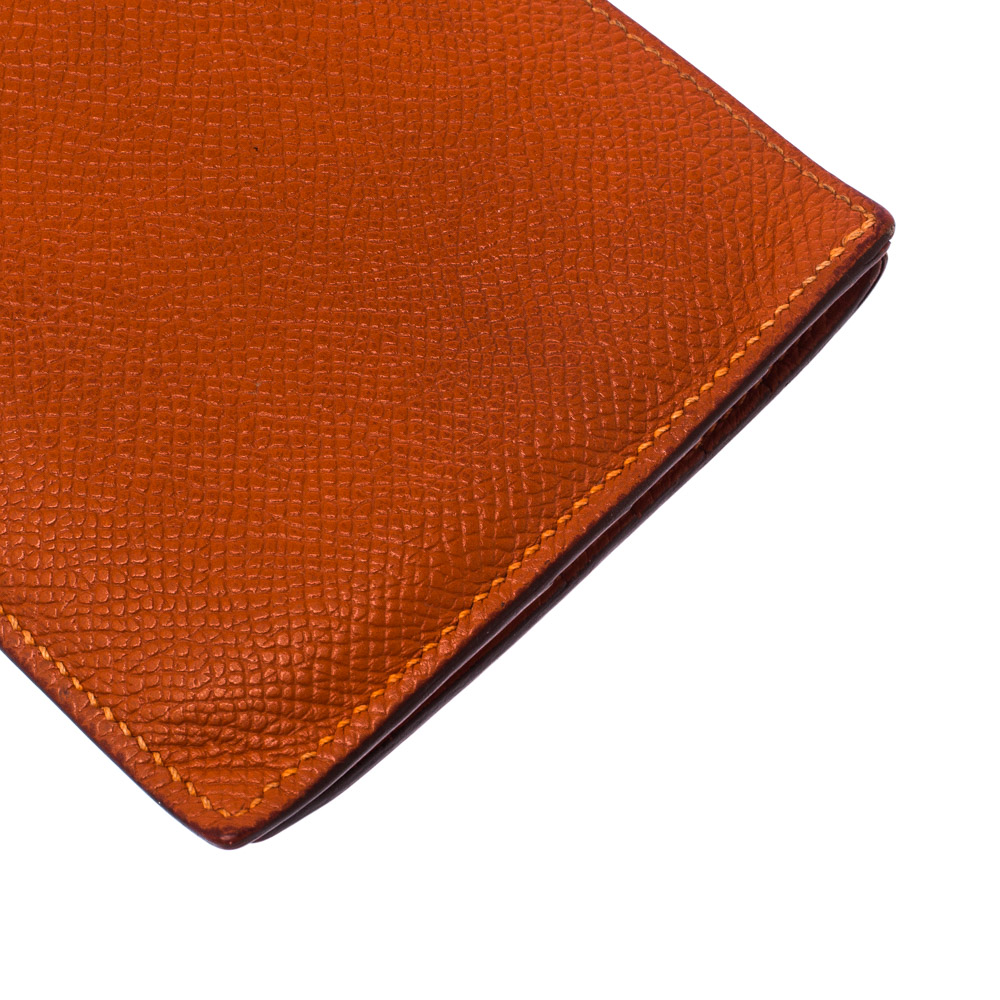 HERMES Mens Epsom Billfold Wallet Orange 25864