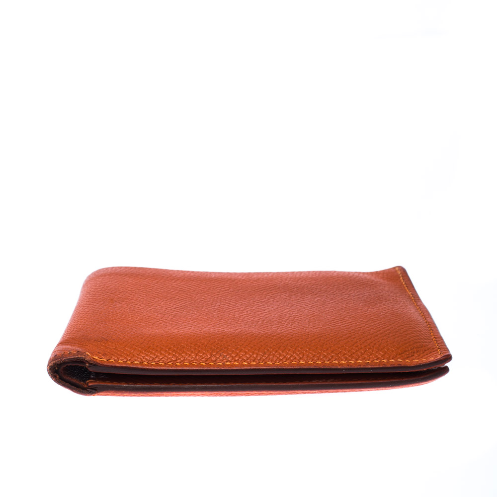 Leather wallet Hermès Orange in Leather - 28387263