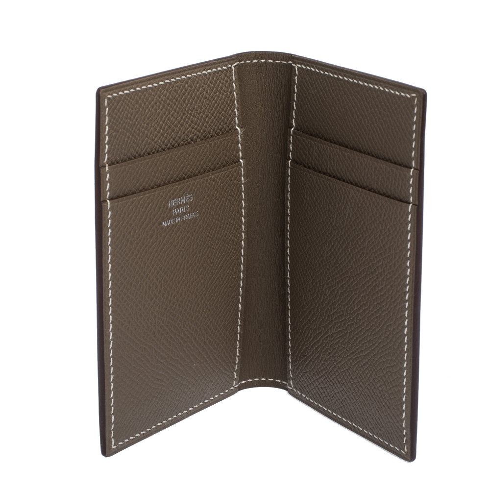

Hermes Sauge Epsom Leather MC² Euclide Card Holder, Brown