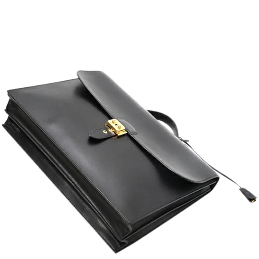 

Hermes Black Box Leather Sac a DÃ©peches 41 Bag