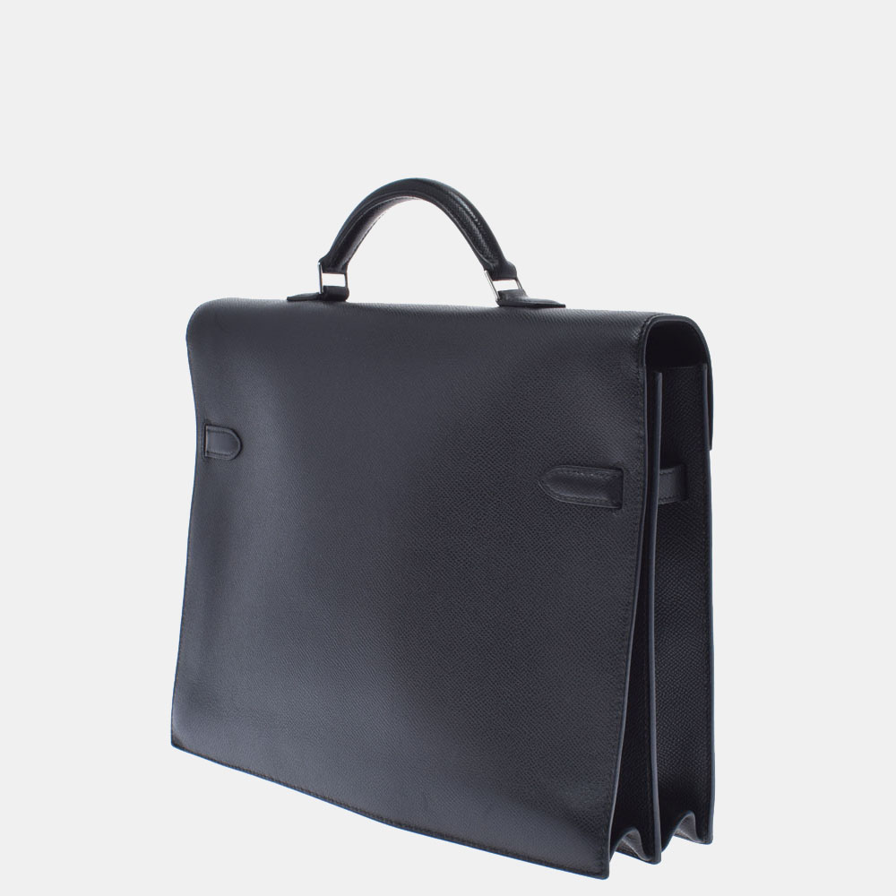 

Hermes Kelly Epsom Leather Depeche Briefcase 34 Bag, Black