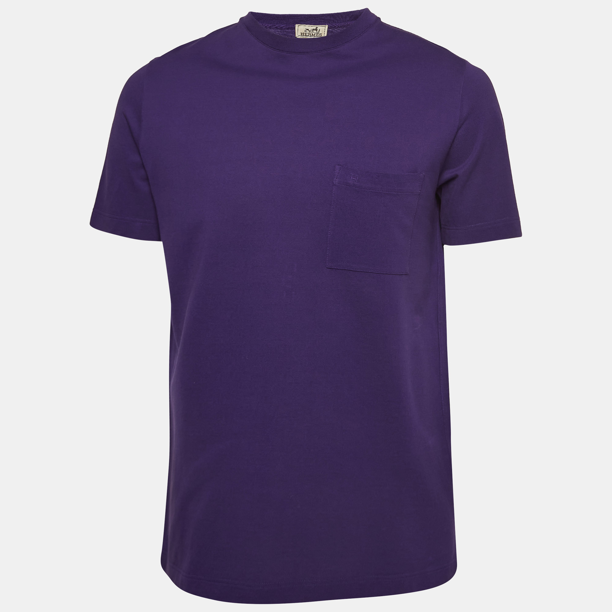 

Hermes Purple Cotton Pique Round Neck T-Shirt M
