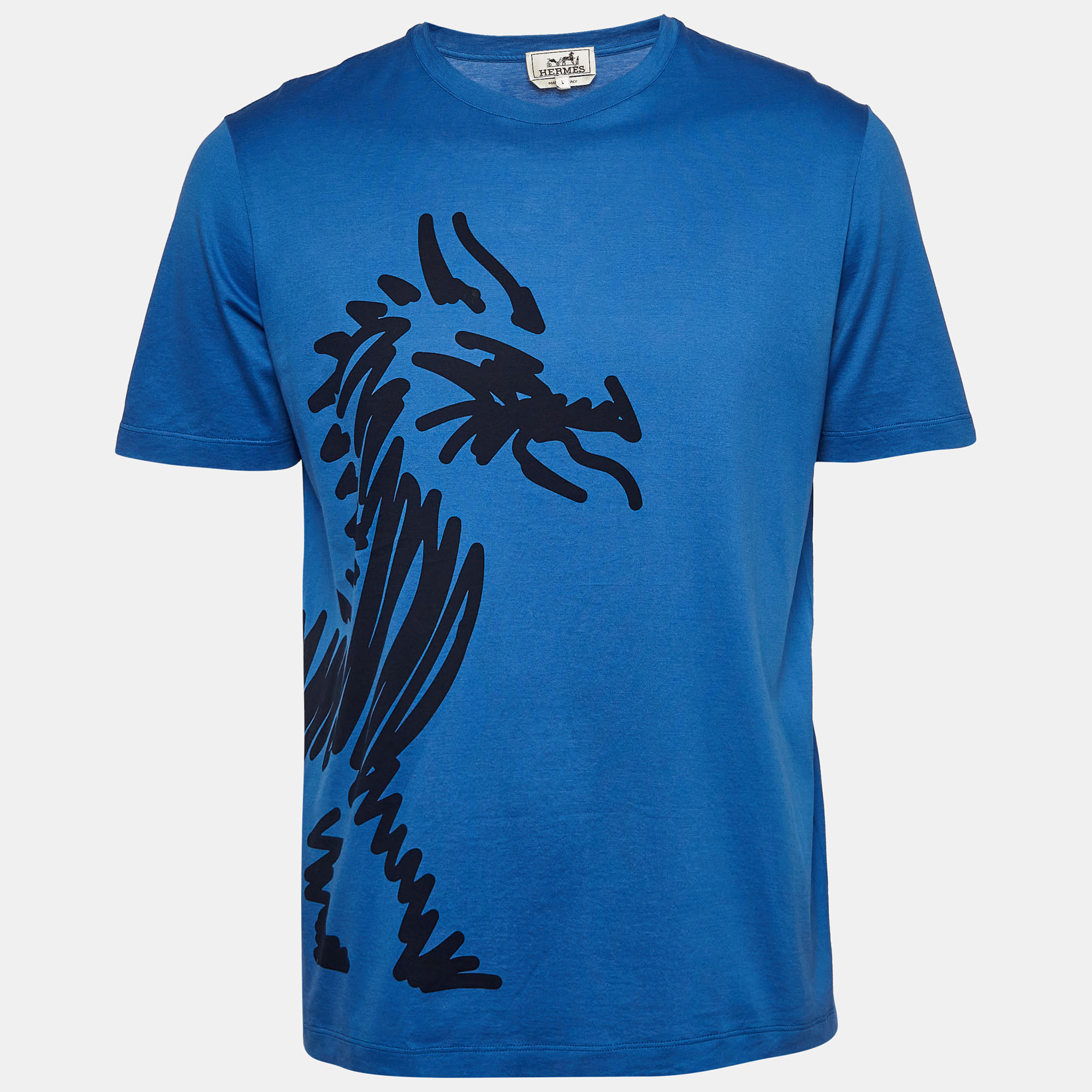 

Hermes Blue Printed Cotton T-Shirt L