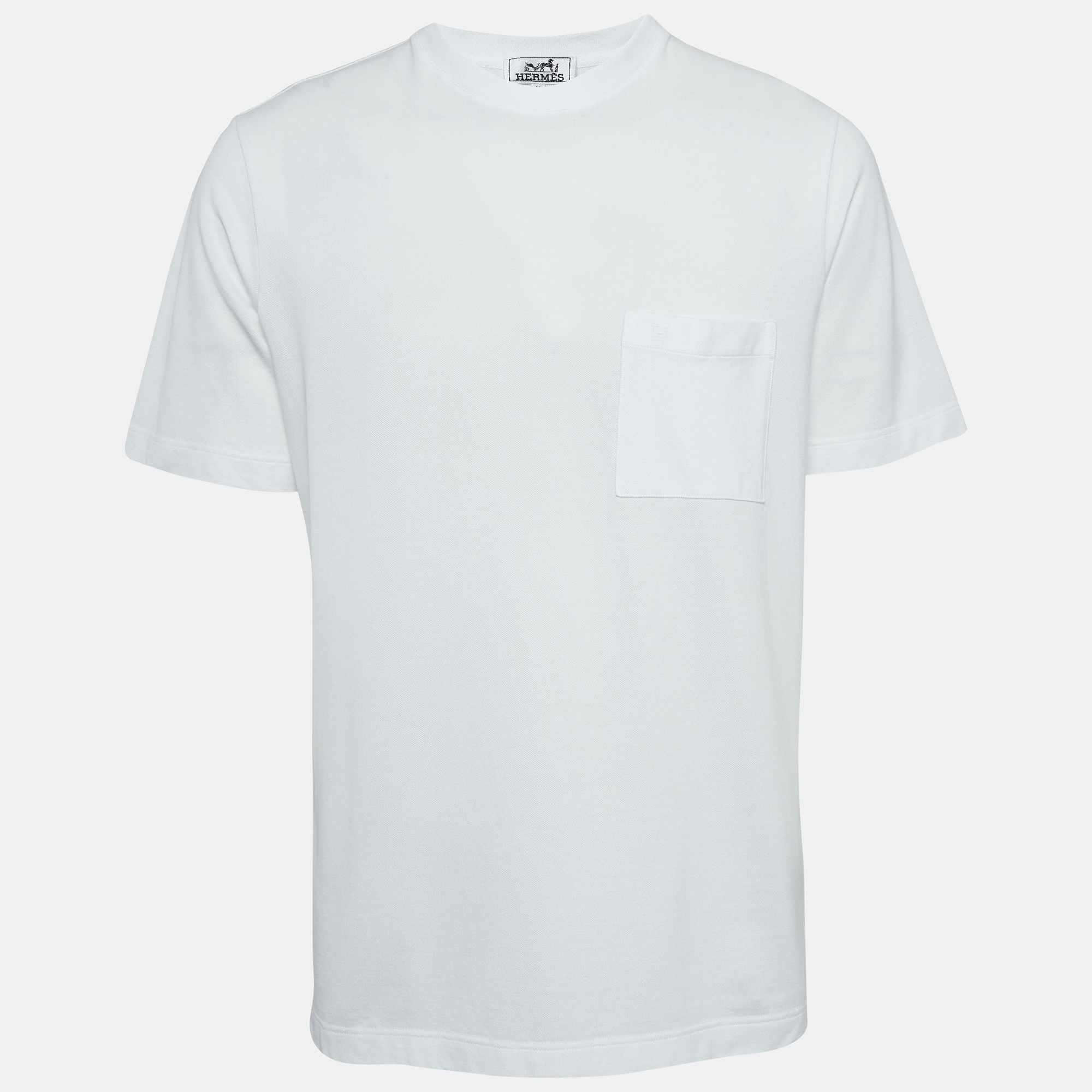 

Hermes White Cotton Pique Crew Neck T-Shirt M