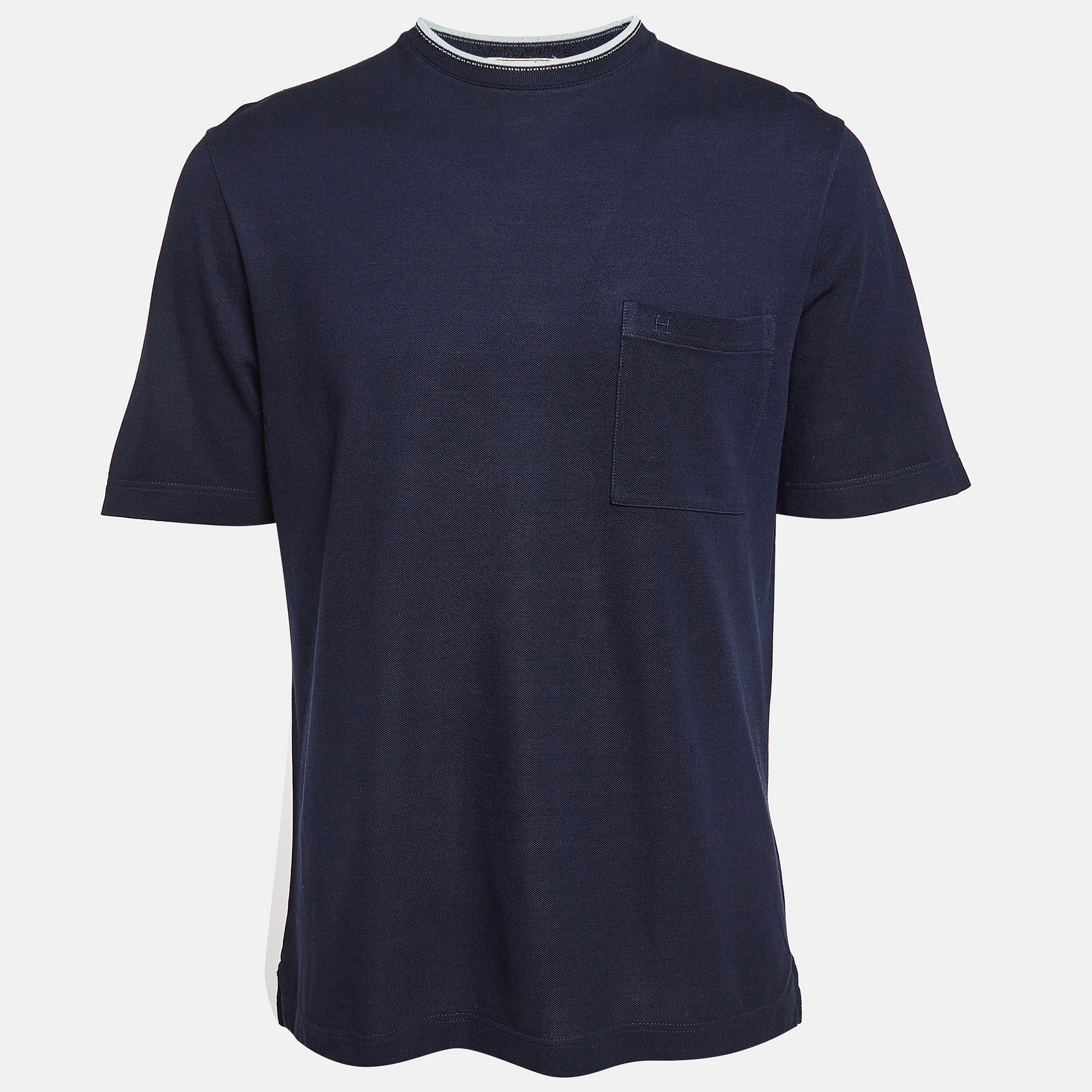 

Hermes Navy Blue Cotton Pique Knit Half Sleeve T-Shirt M