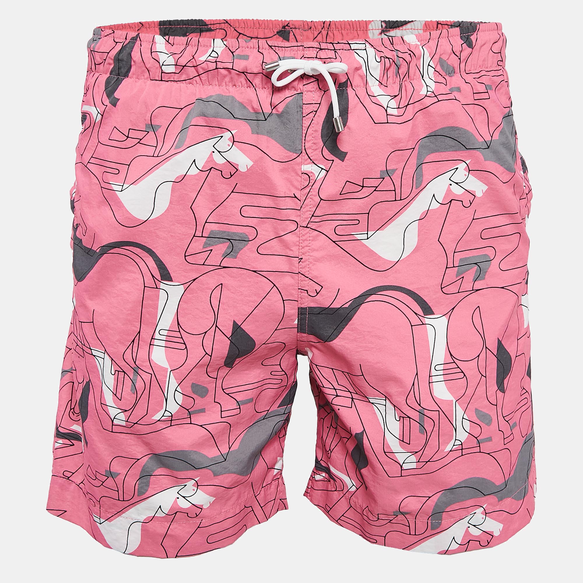 

Hermes Pink Printed Nylon Swim Shorts XS