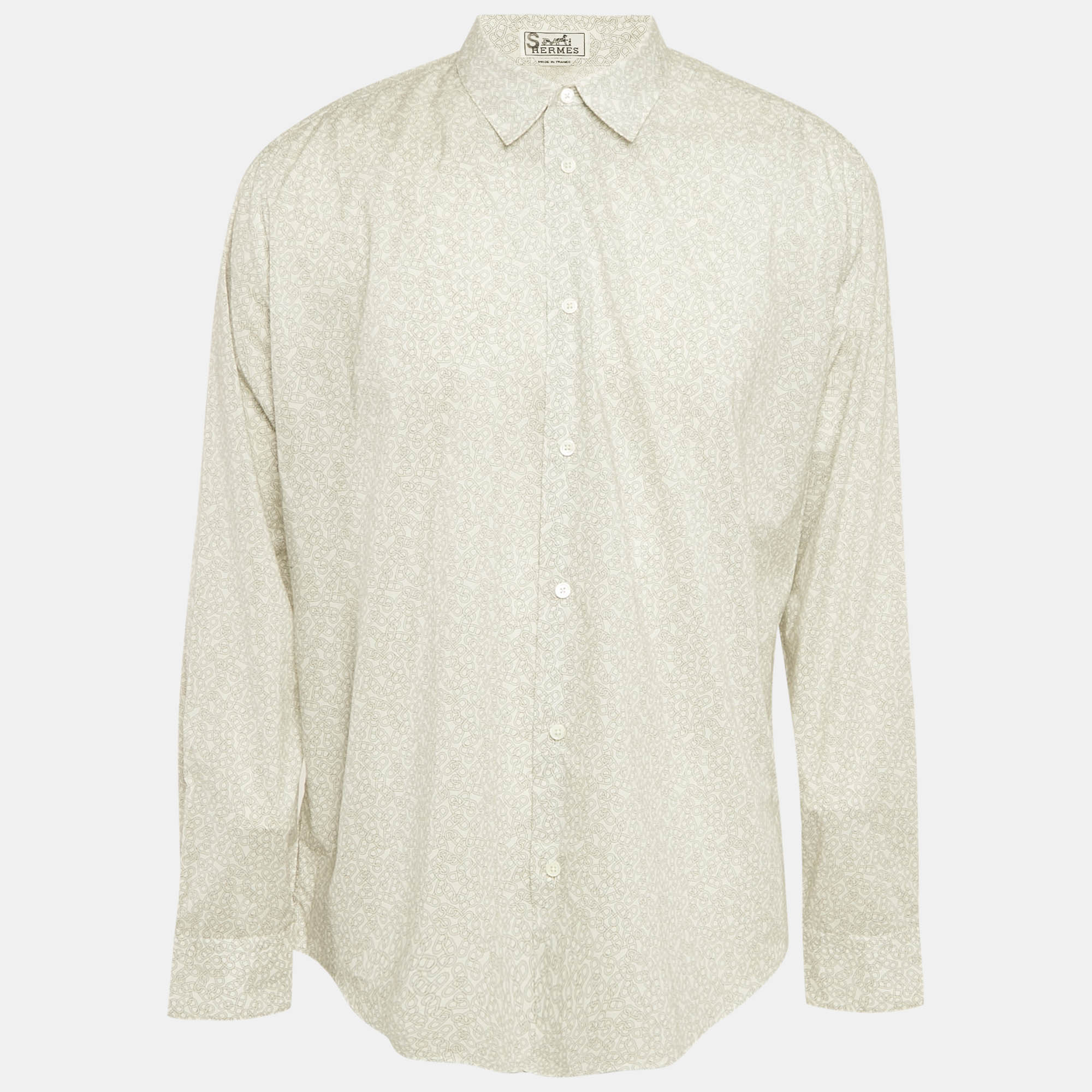 

Hermes White Printed Cotton Long Sleeve Shirt XXXL