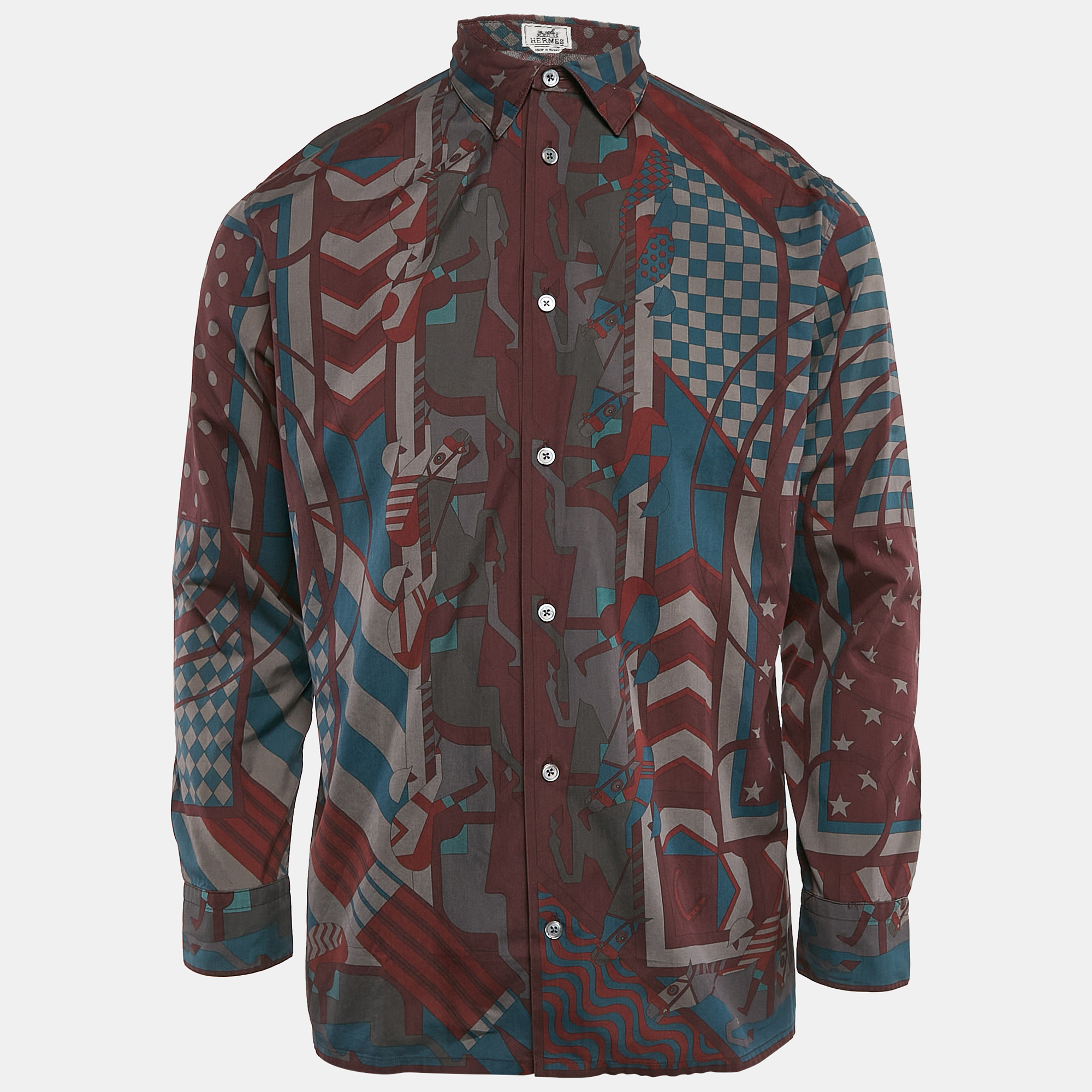 

Hermes Multicolor Horse Abstract Print Cotton Shirt L