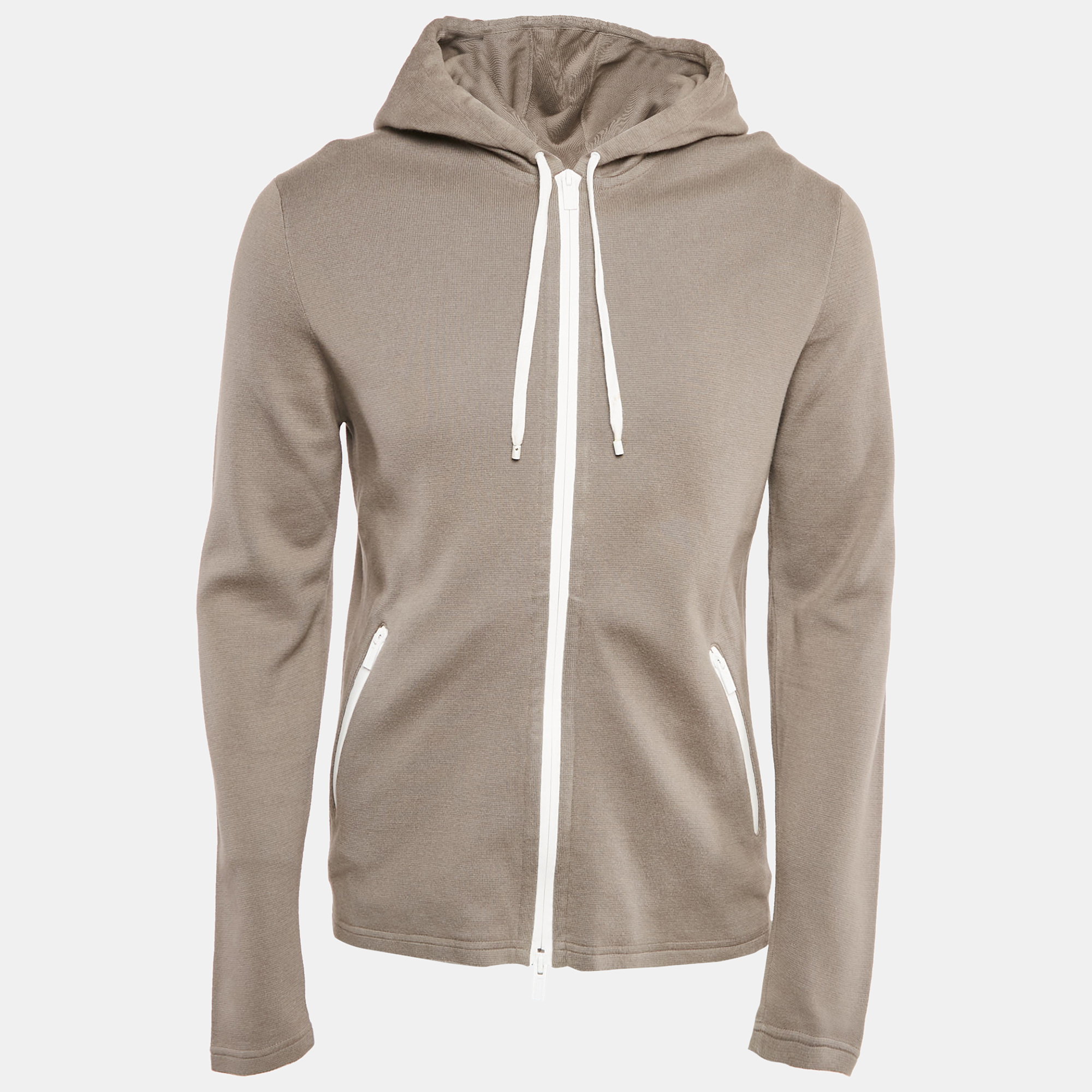 

Hermes Grey Cotton Knit Hooded Zip-Up Jacket M