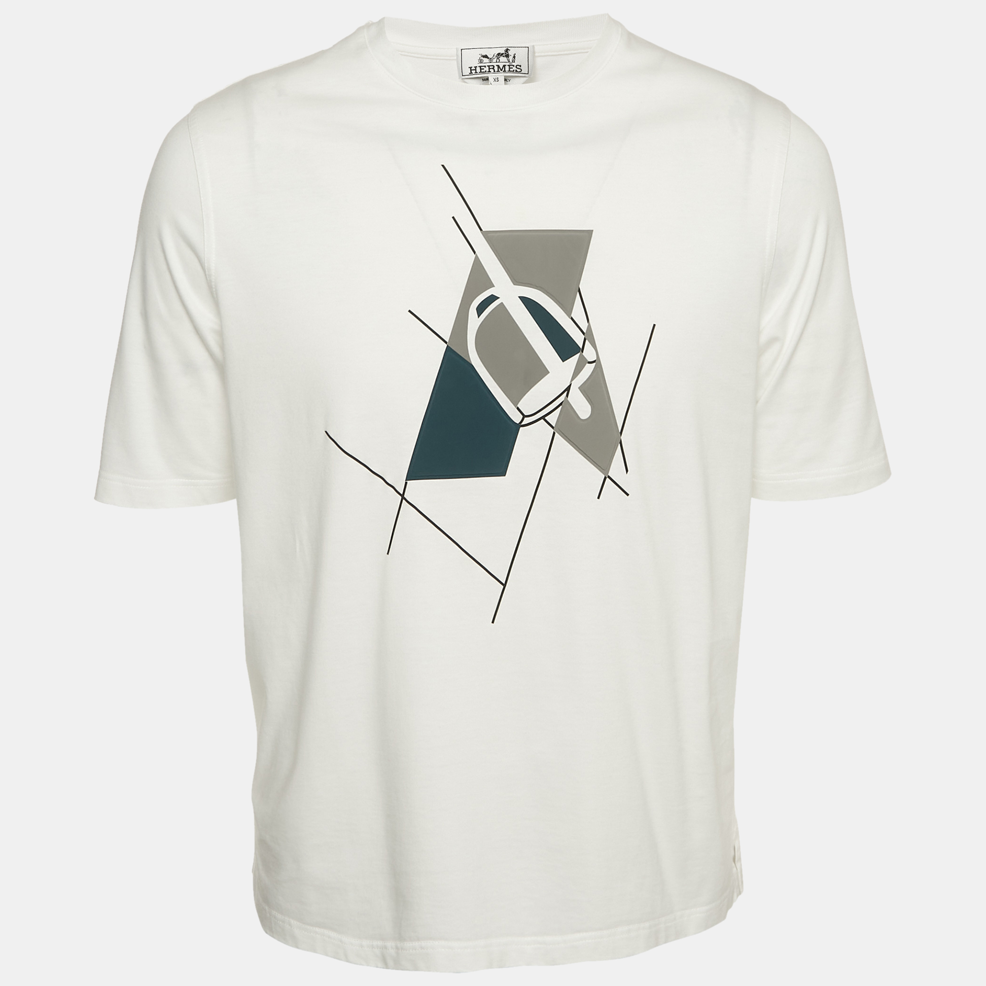 

Hermès White Printed Jersey Crewneck T-Shirt XS