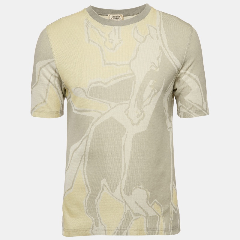 

Hermes Grey Intarsia Knit Round Neck Short Sleeve L