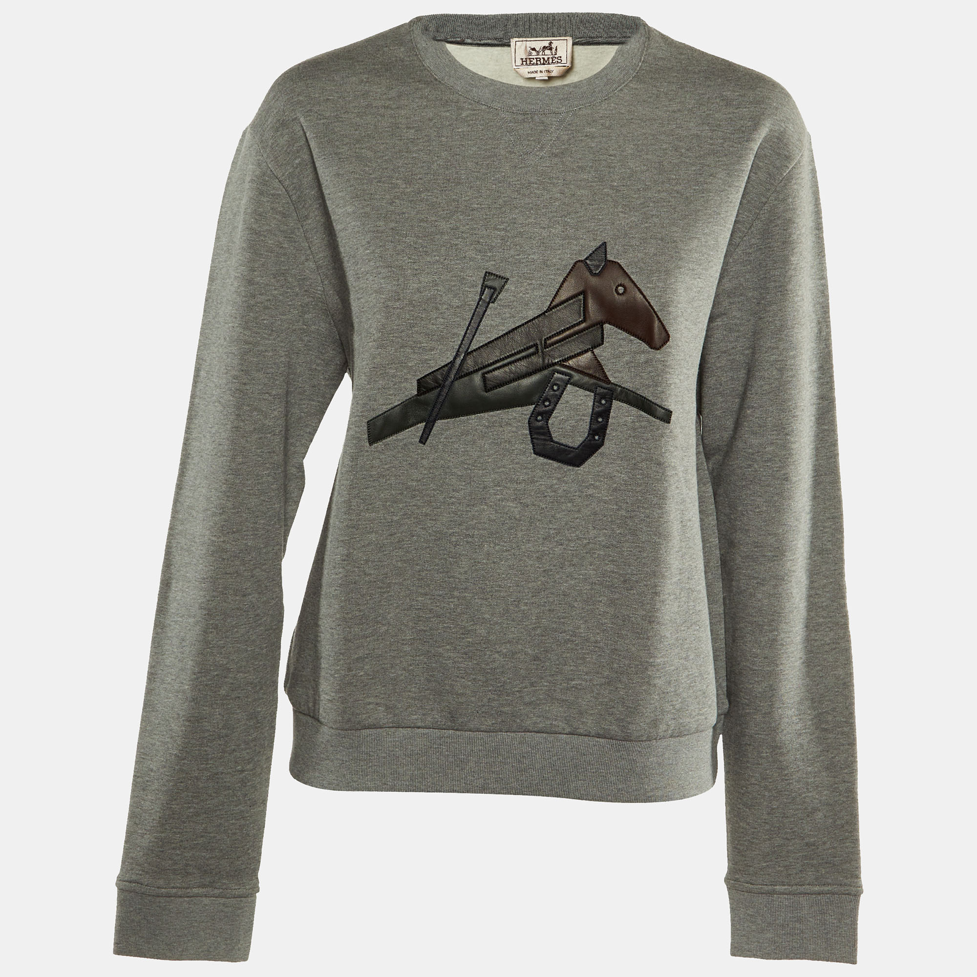 

Hermès Grey Cotton Horse Embroidered Sweatshirt S