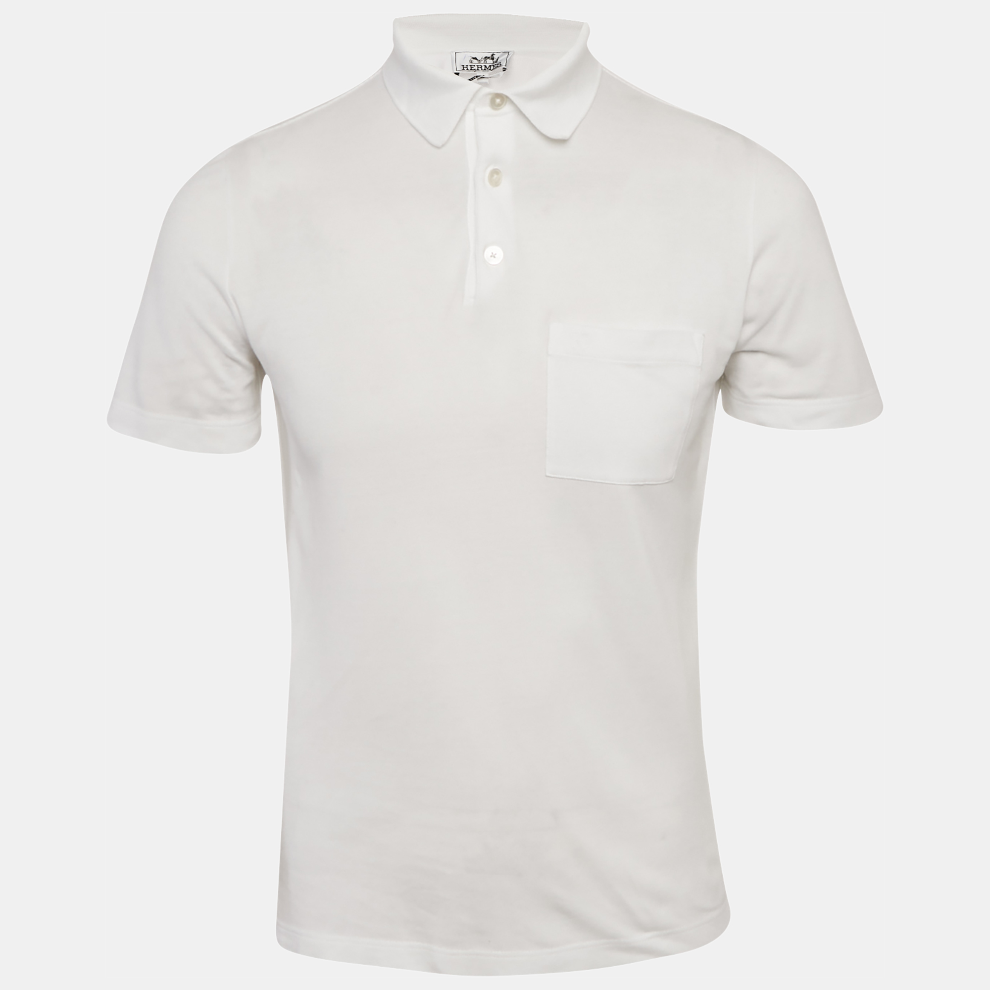 

Hermes White Cotton Pique Polo T-Shirt XS