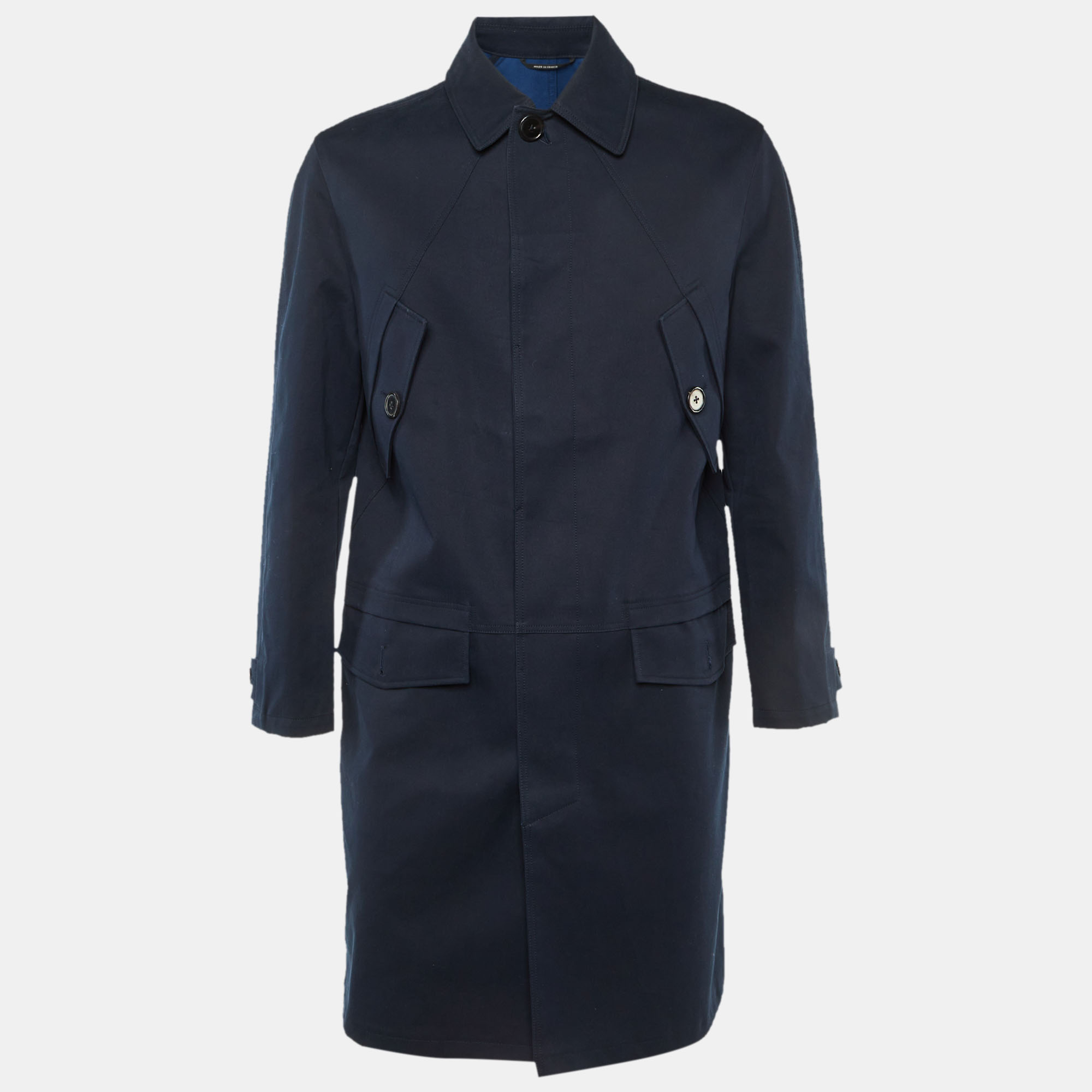 

Hermes Navy Blue Cotton Button Front Coat XS