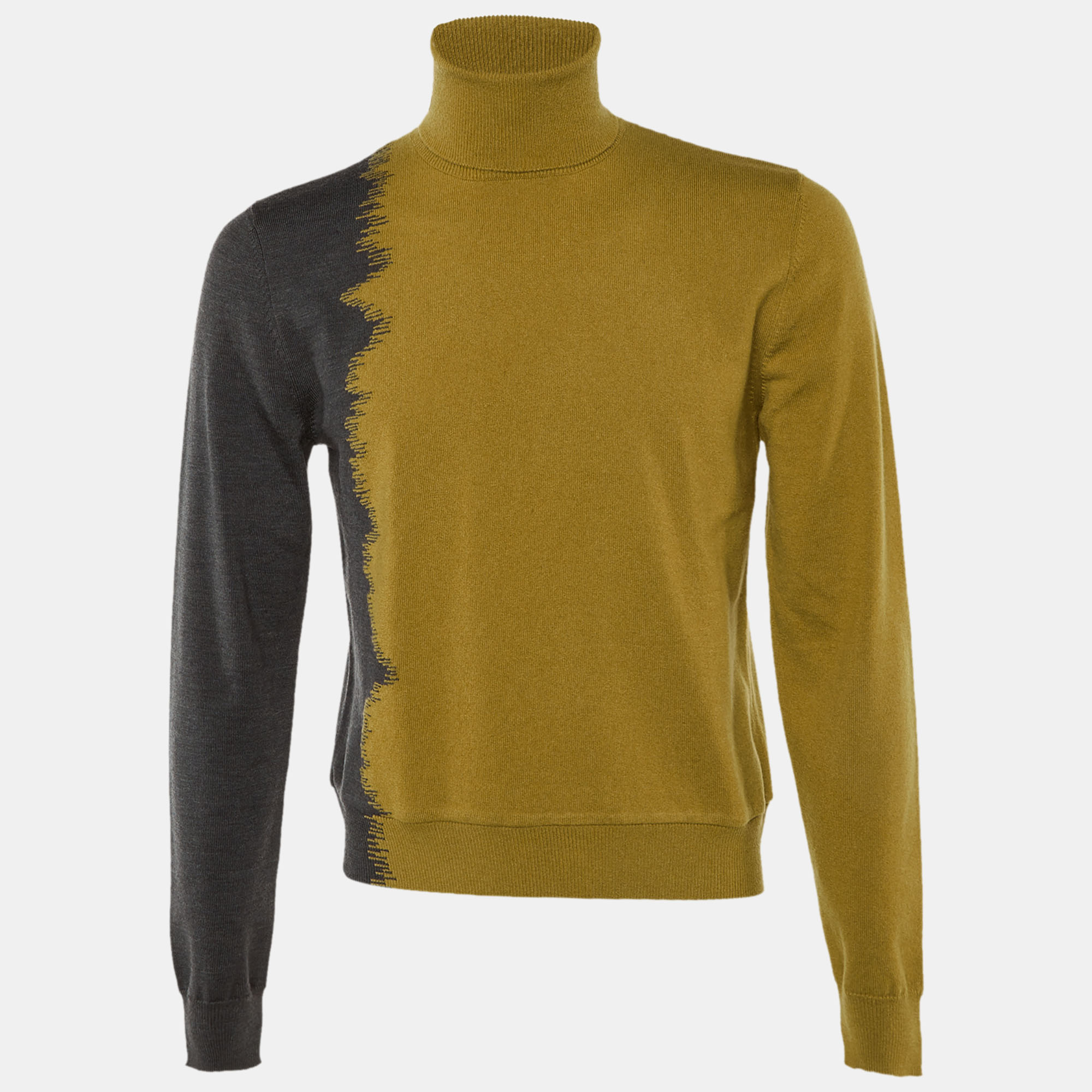 

Hermes Yellow/Grey Cashmere Wool Knit Turtleneck Sweater S