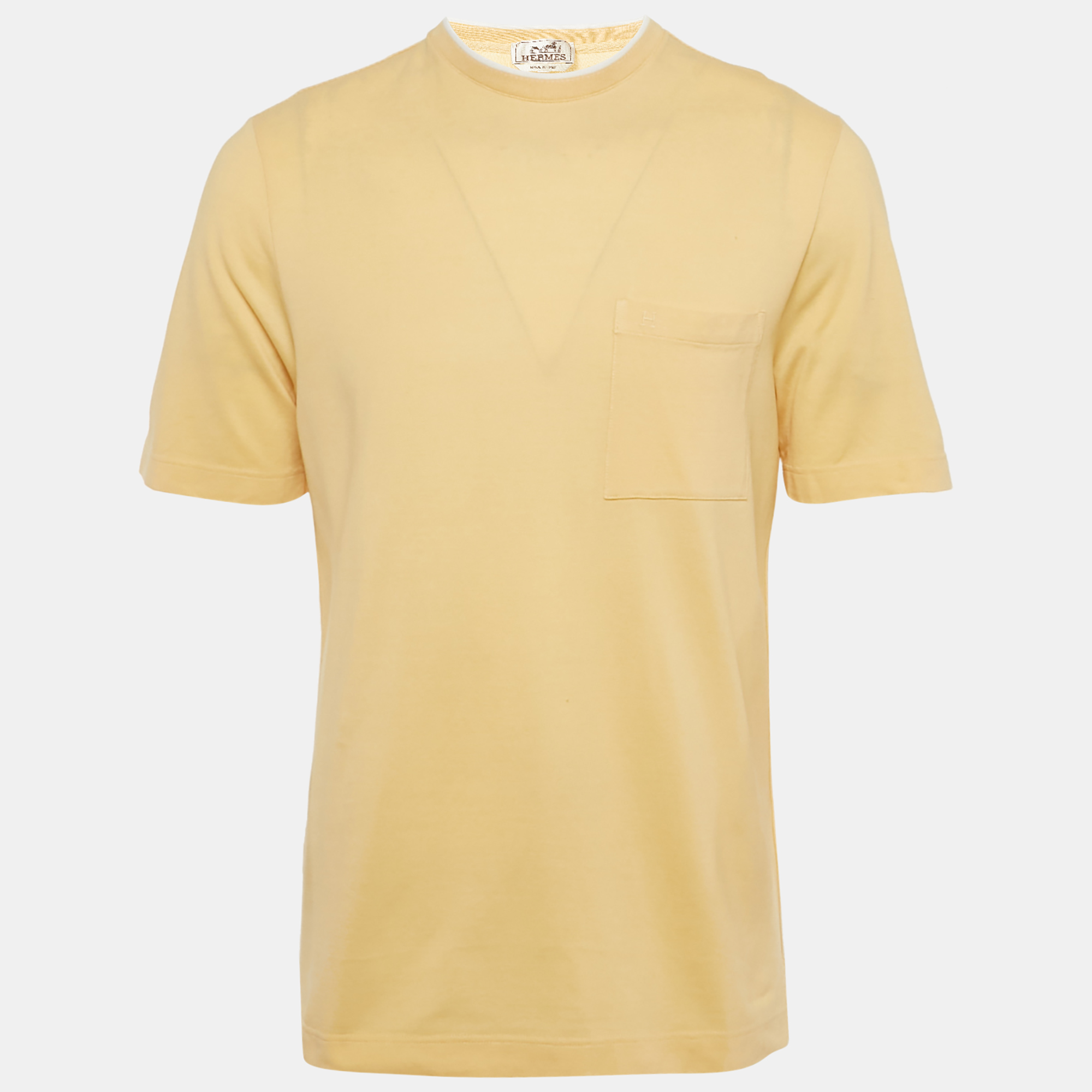 

Hermès Yellow H Embroidered Cotton Crewneck T-Shirt M