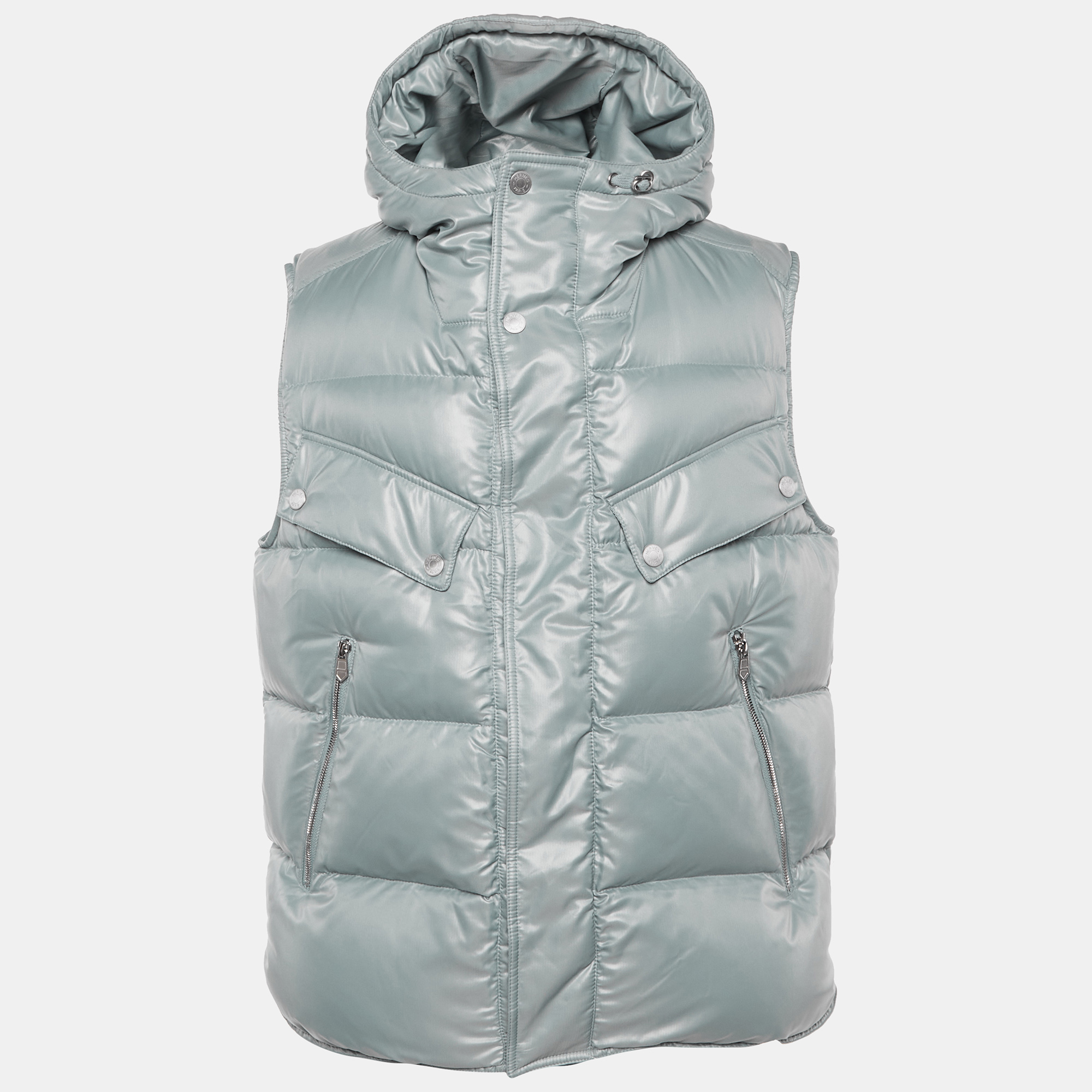 

Hermes Grey Nylon Quilted Button Front Vest S