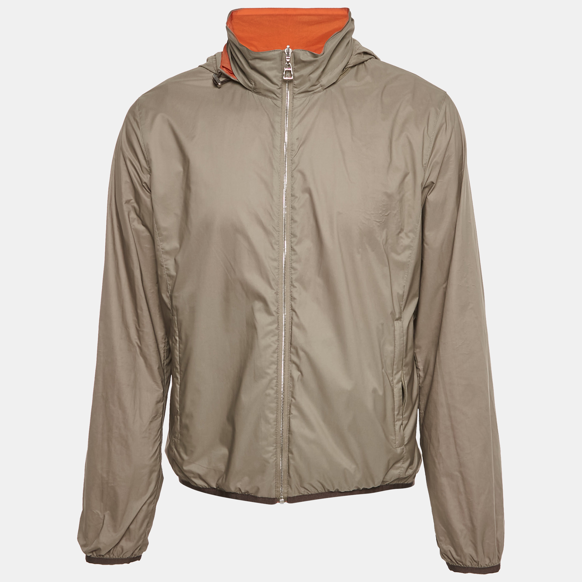 

Hermès Orange/Grey Nylon Reversible Jacket L