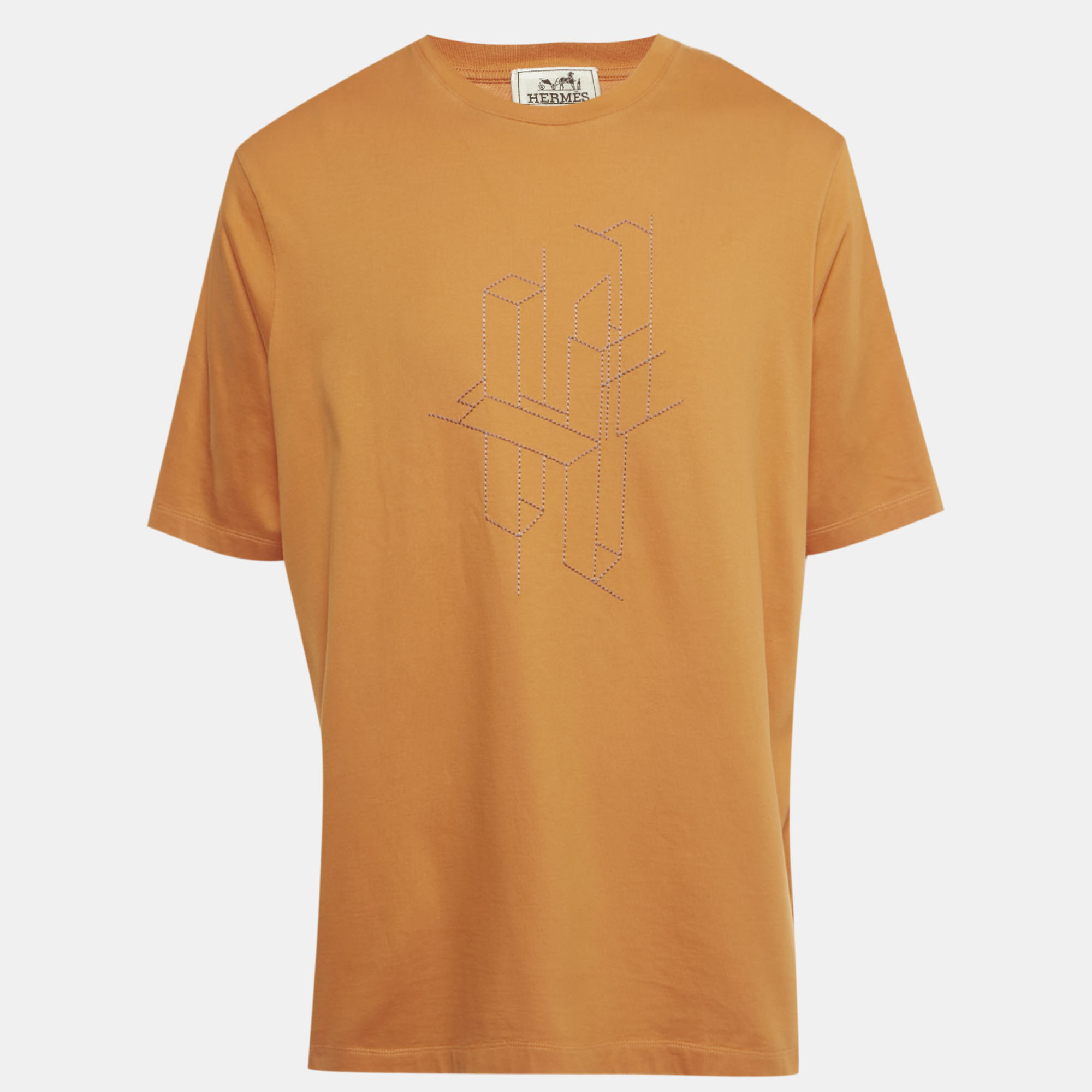 

Hermes Orange Jersey "H 3D" Crewneck T-Shirt XXL, White