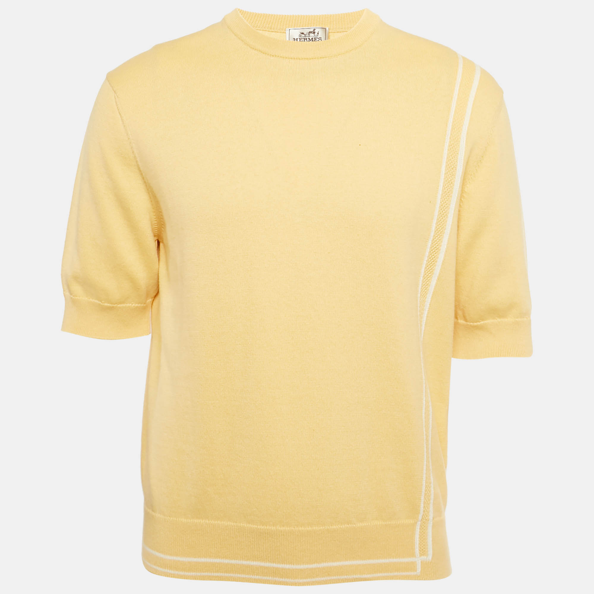 

Hermes Yellow Cotton Blend Short Sleeve Jumper M