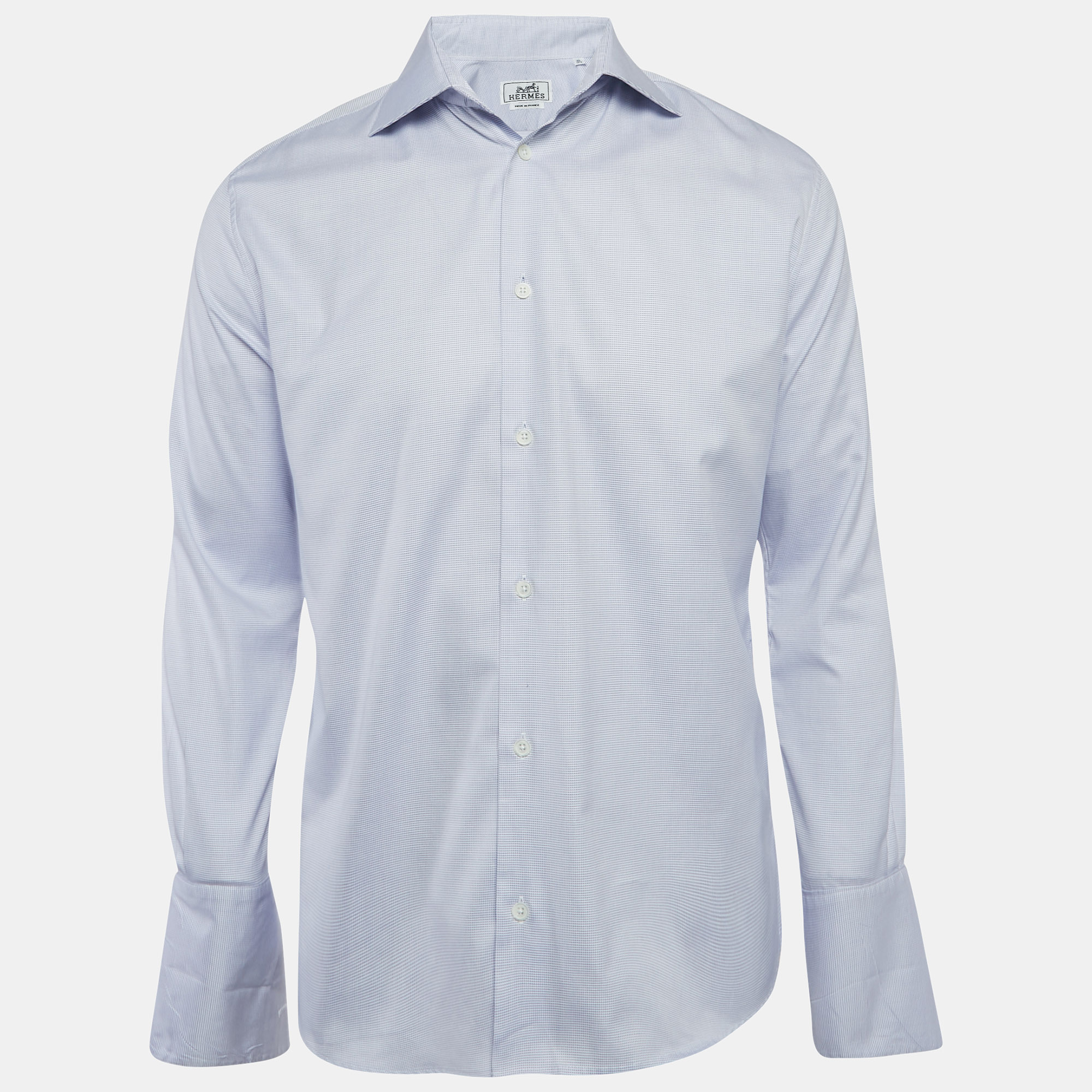 

Hermes Blue Patterned Cotton Full Sleeve Shirt M