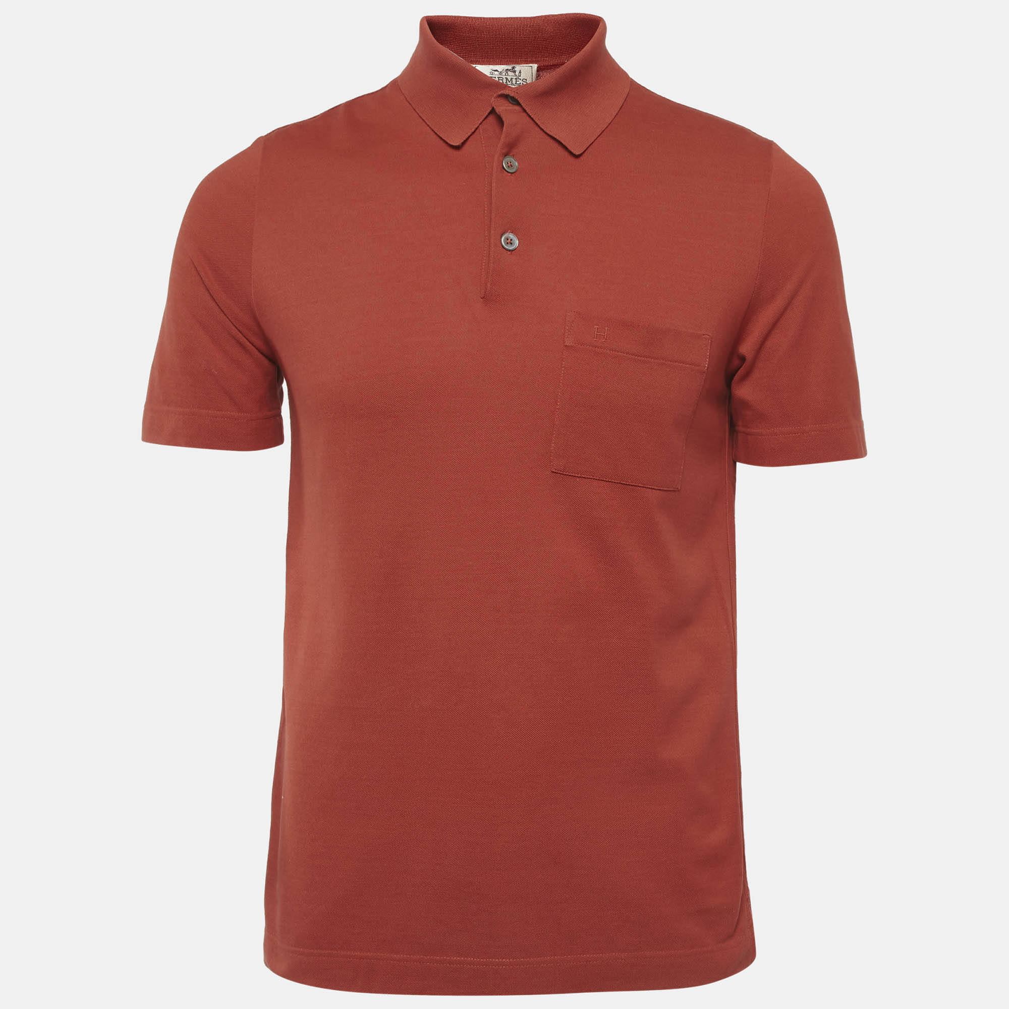 

Hermes Burnt Orange Pique Polo T-Shirt S