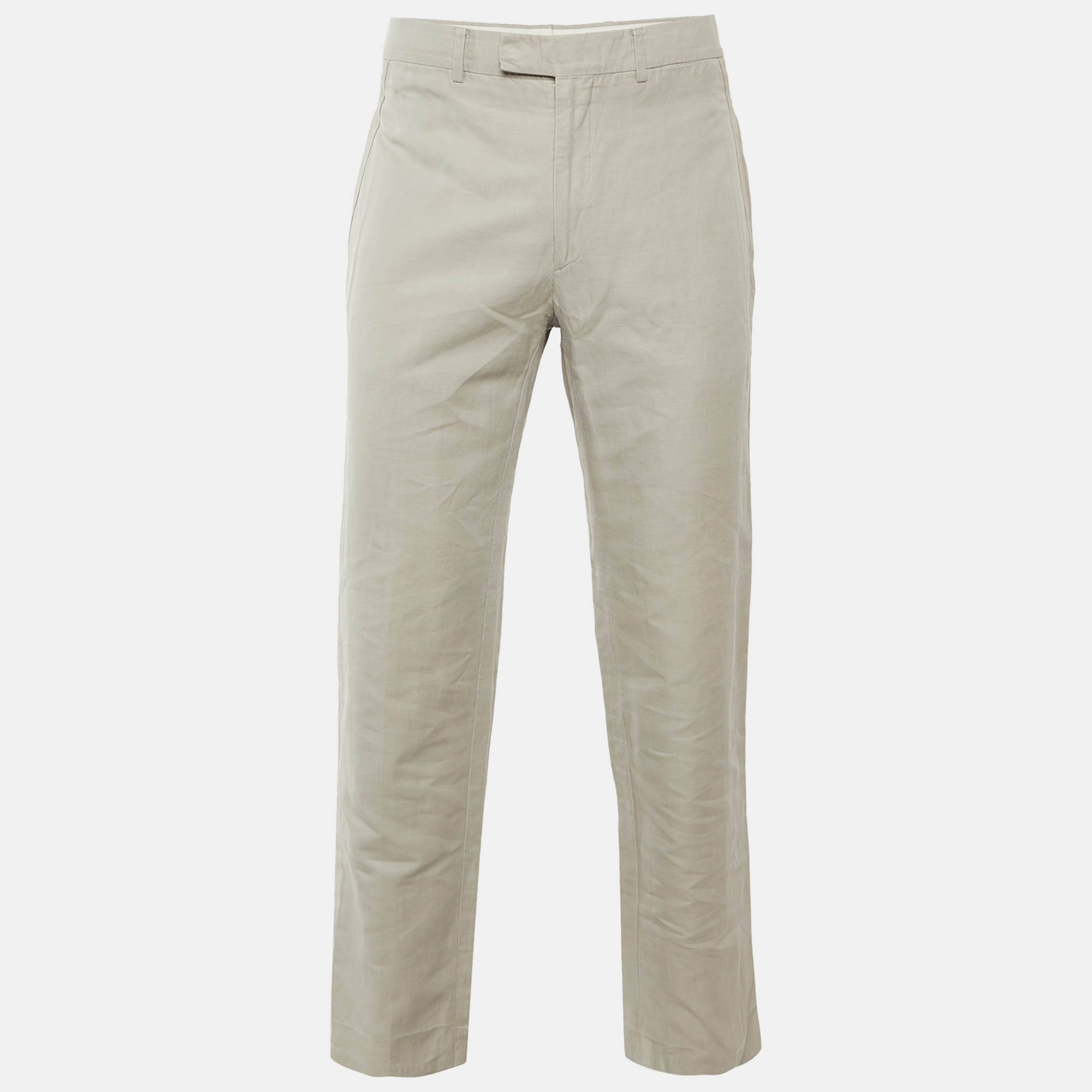 

Hermes Beige Linen & Cotton Drop 8 Regular Fit Trousers L/Waist 34"