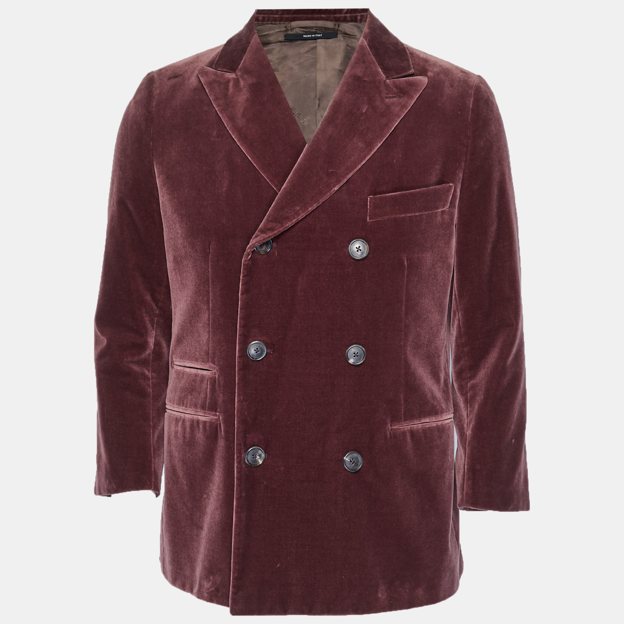 

Hermes Burgundy Velvet Double Breasted Blazer XL