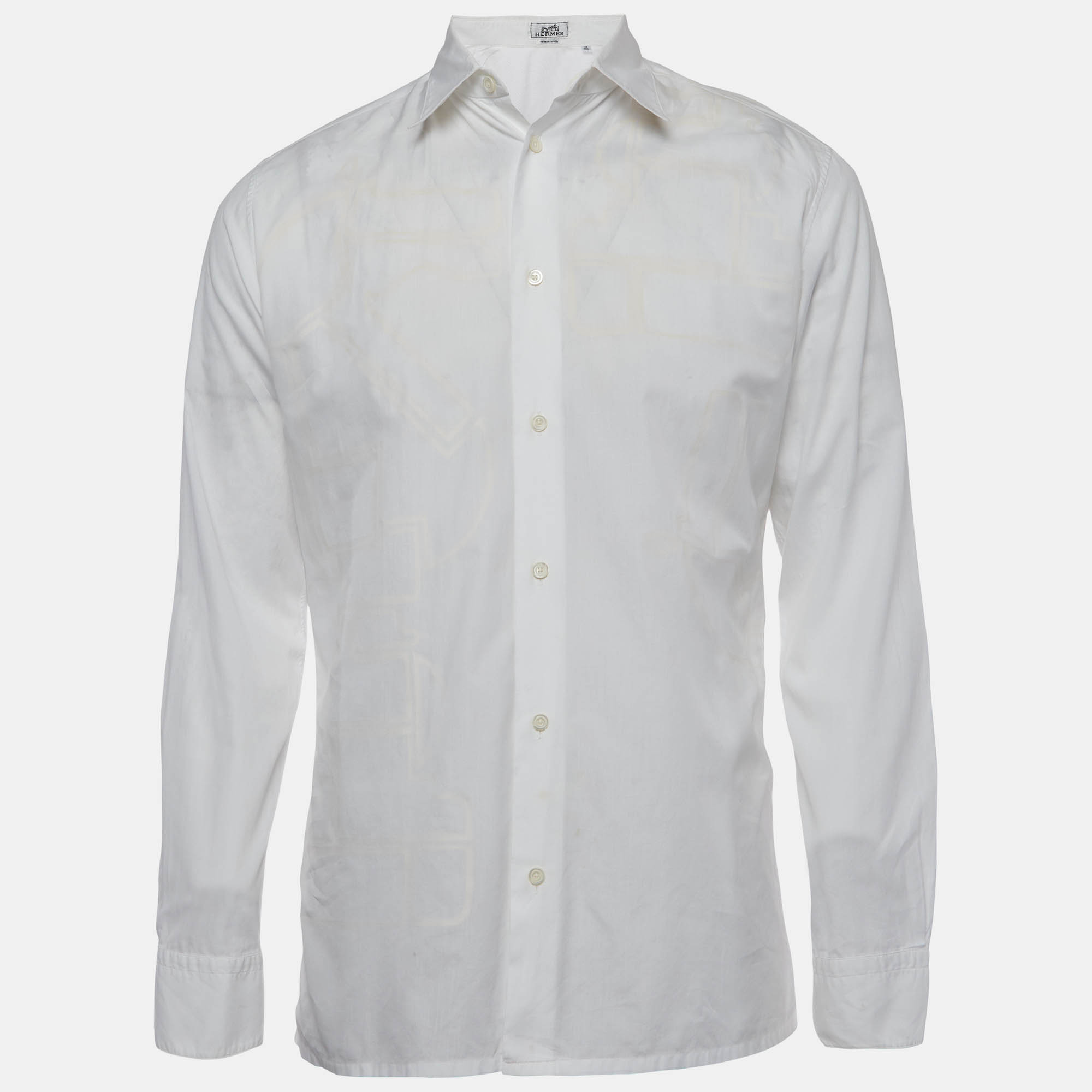 

Hermès White Cotton Long Sleeve Shirt M