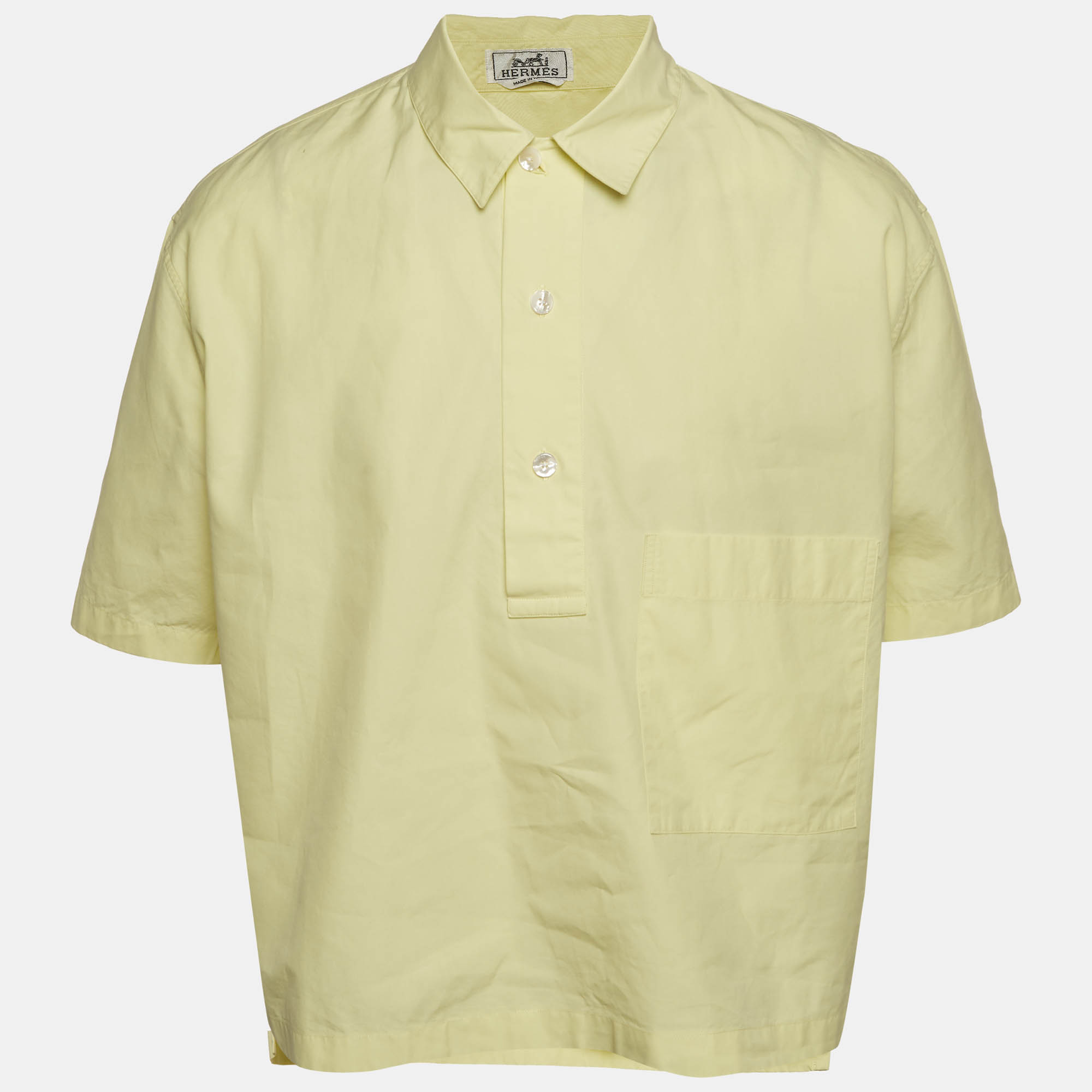 

Hermes Yellow Cotton Oversized Polo T-Shirt M