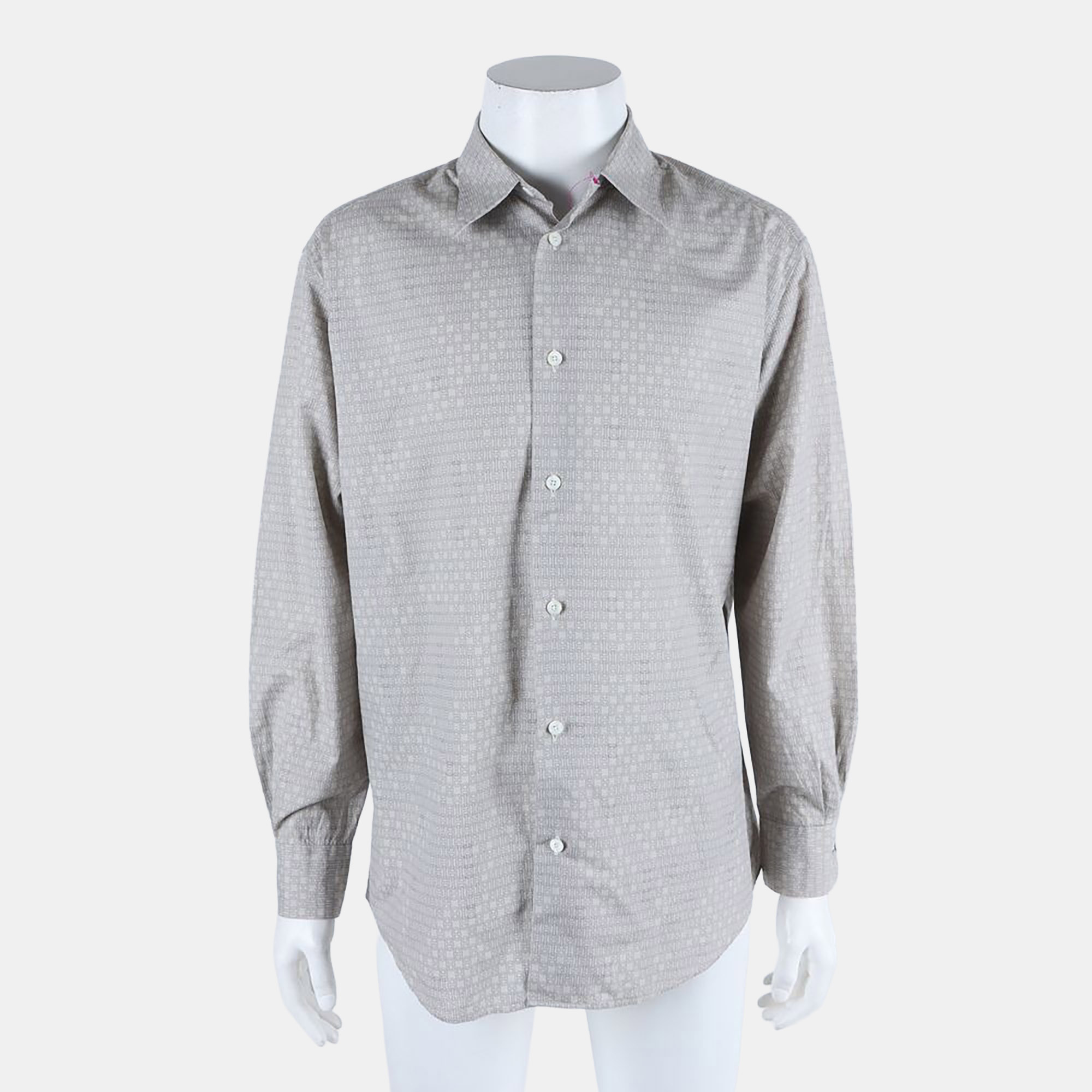 

Hermes Ash Beige Cotton Long-Sleeved Button Up Shirt Size XL