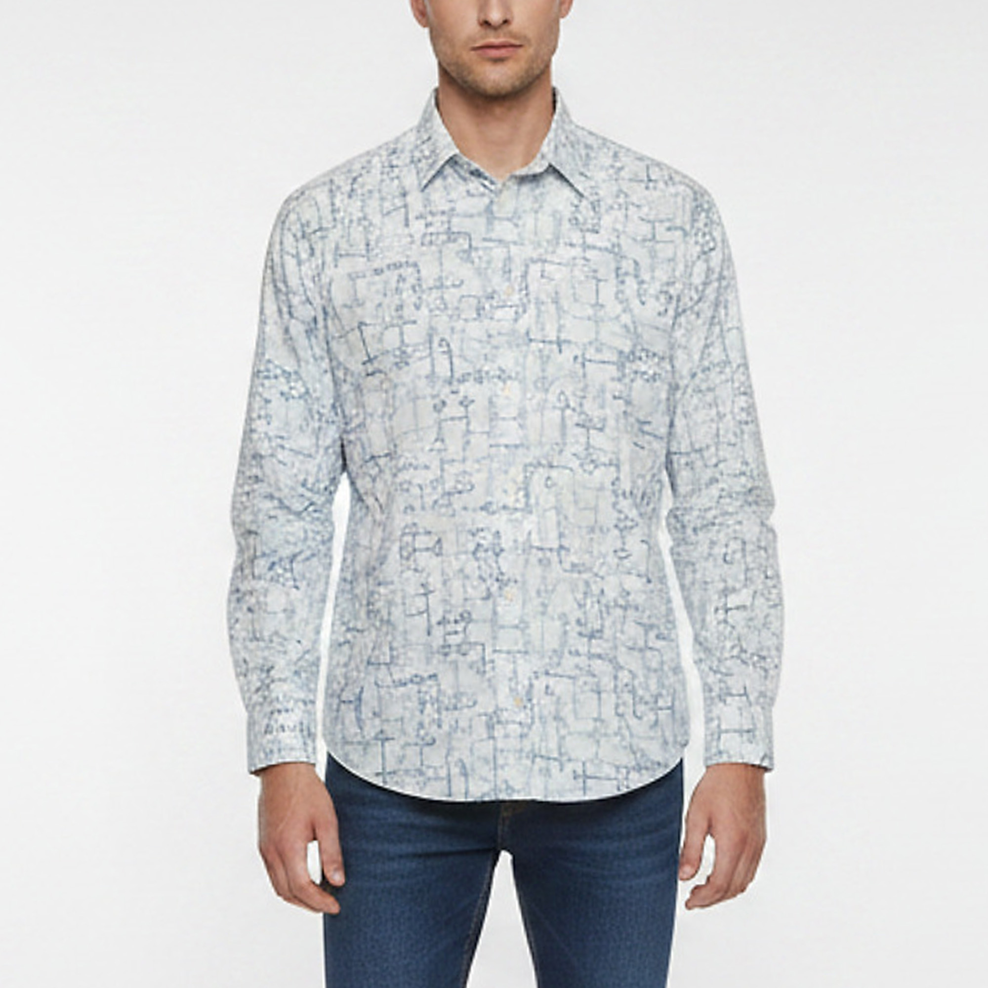 

Hermes White/Blue Mors and Mors Floute Print Cotton Shirt L