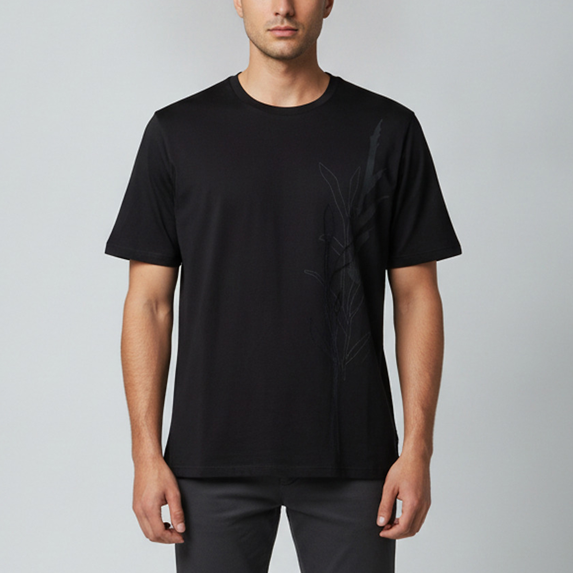Herm&egrave;s Black Herbier 3D Cotton Crew Neck T-Shirt XXL
