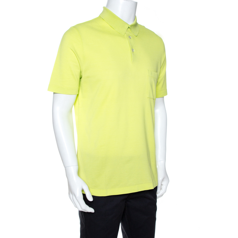 

Hermes Fluorescent Cotton Pique Polo T Shirt, Green