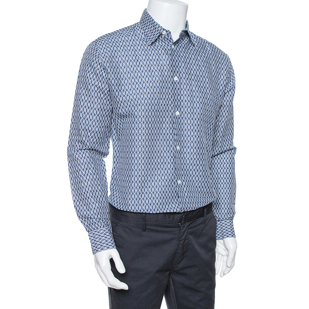 

Hermes Blue Printed Linen & Cotton Long Sleeve Shirt