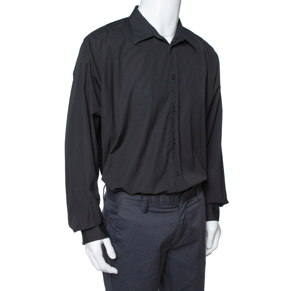 

Hermes Black Cotton Button Front Long Sleeve Shirt
