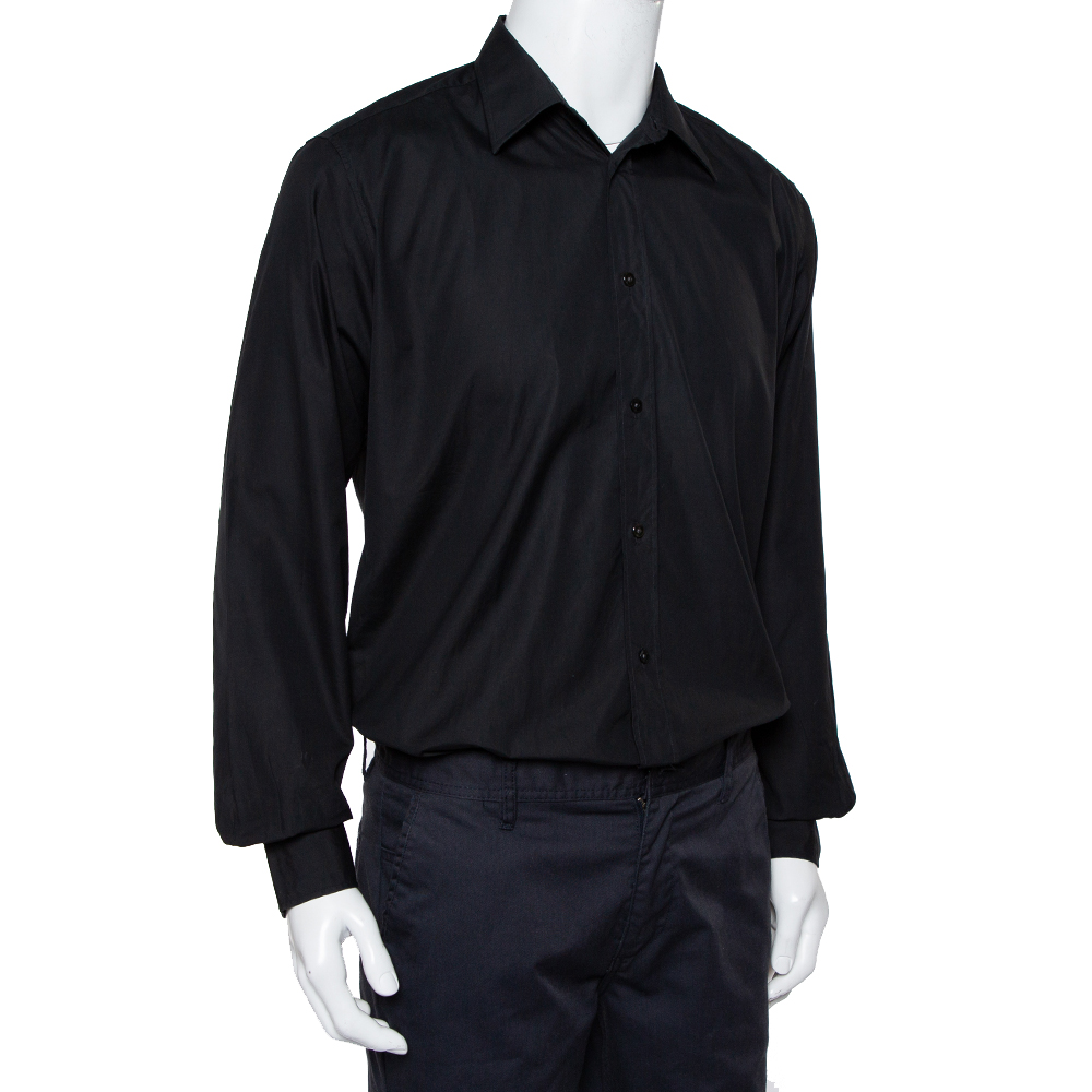 

Hermes Black Cotton Button Front Long Sleeve Shirt