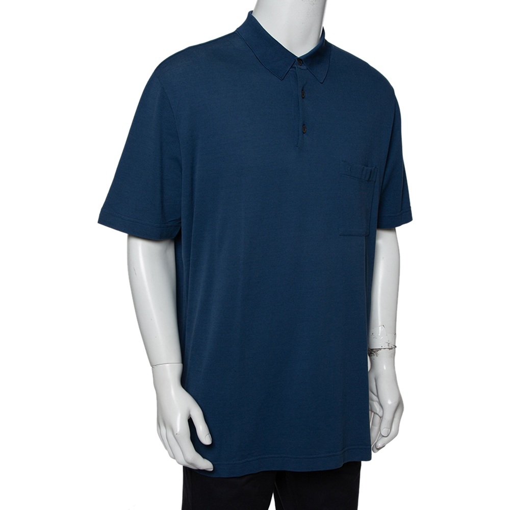 

Hermes Blue Cotton Pique Polo T-Shirt