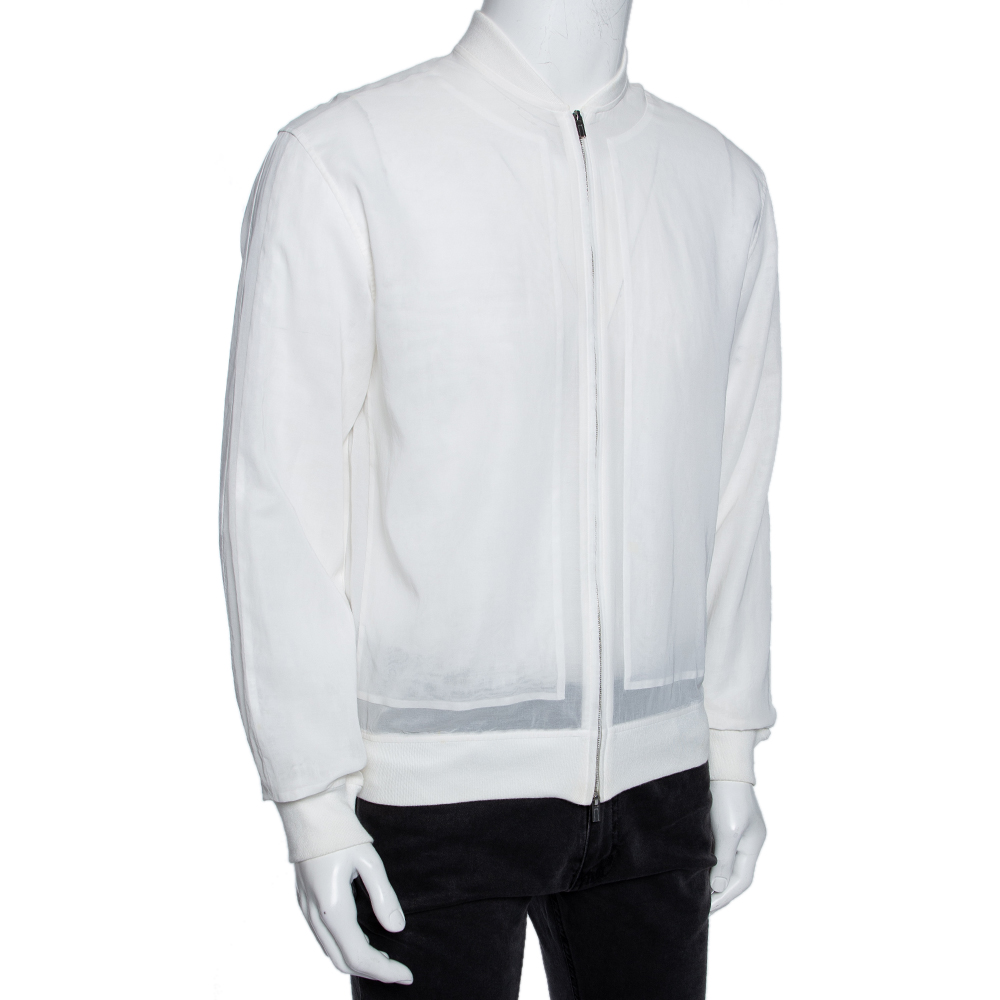

Hermes White Cotton Bomber Jacket