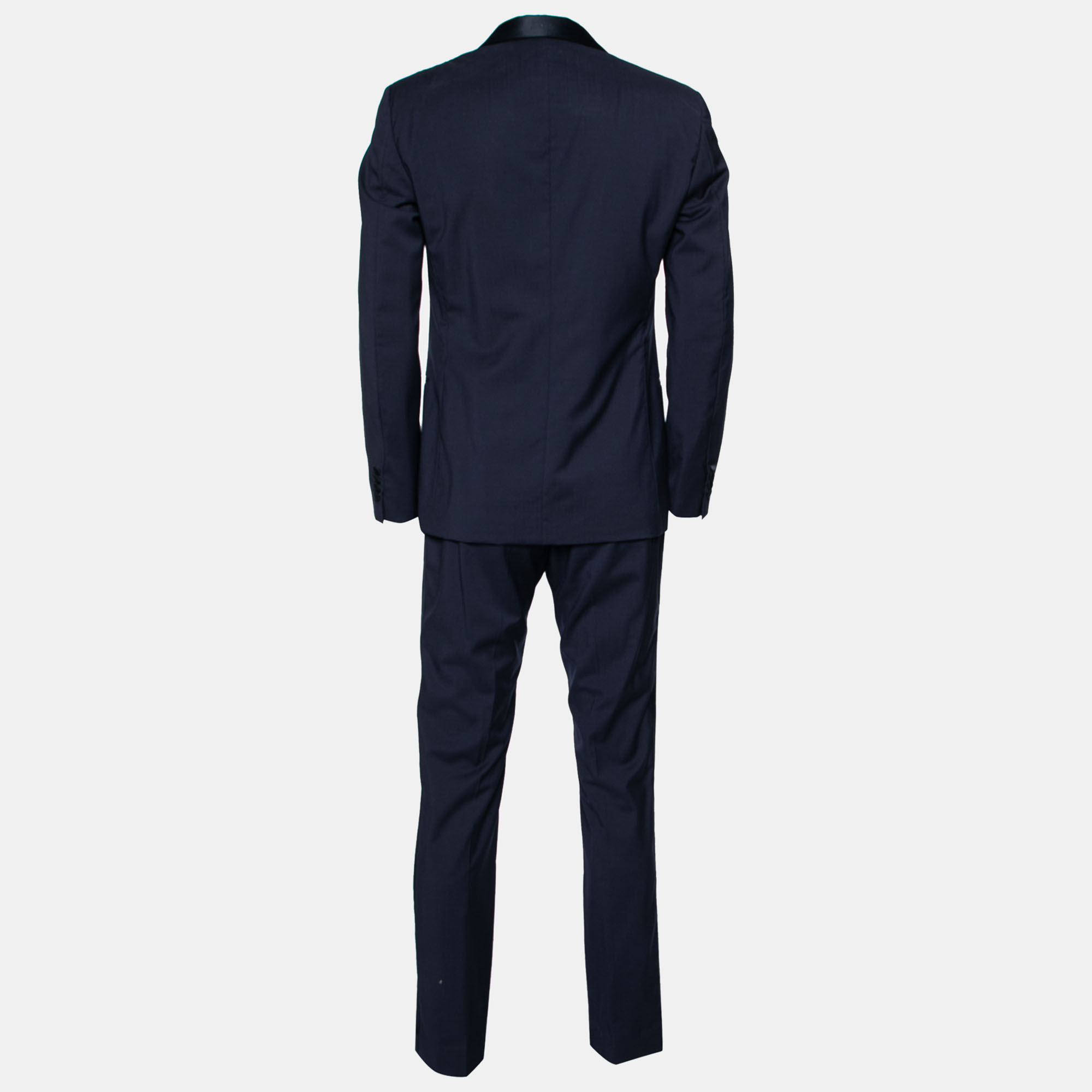 

Hermes Navy Blue Wool & Satin Trimmed Single Breasted Suit