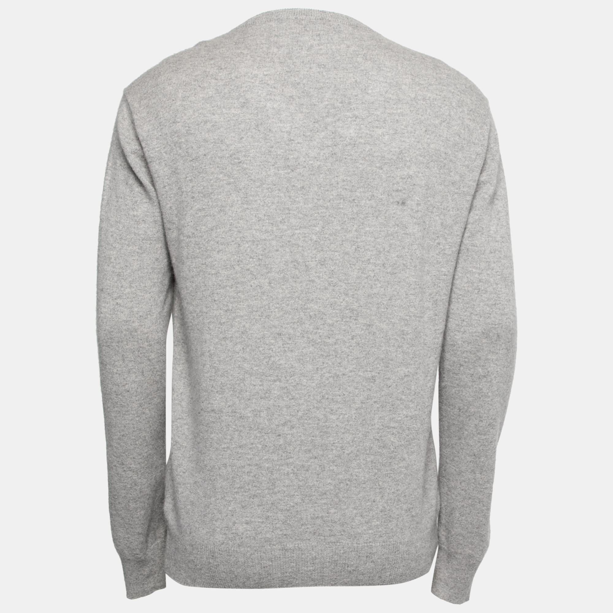 

Hermes Grey Cashmere V-Neck Long Sleeve Sweater