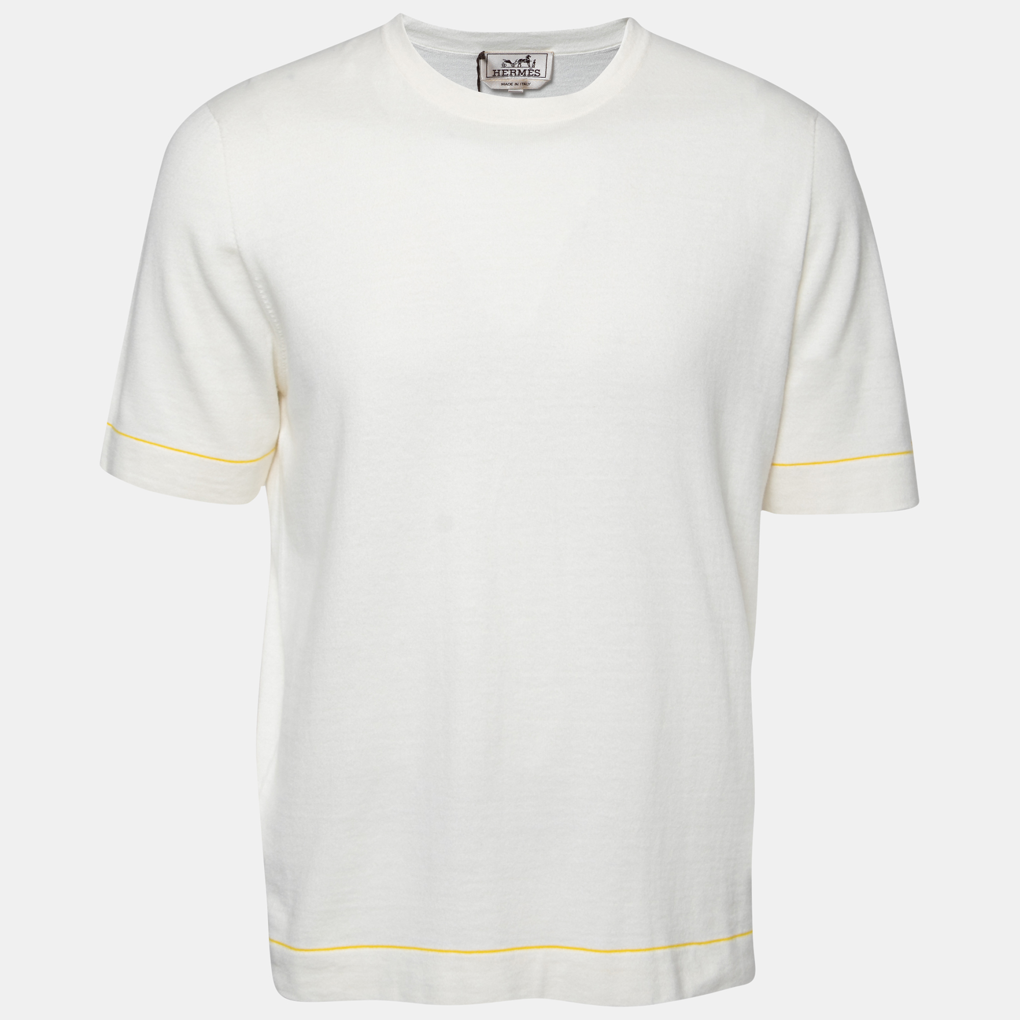 Pre-owned Hermes Cream Cashmere T-shirt L
